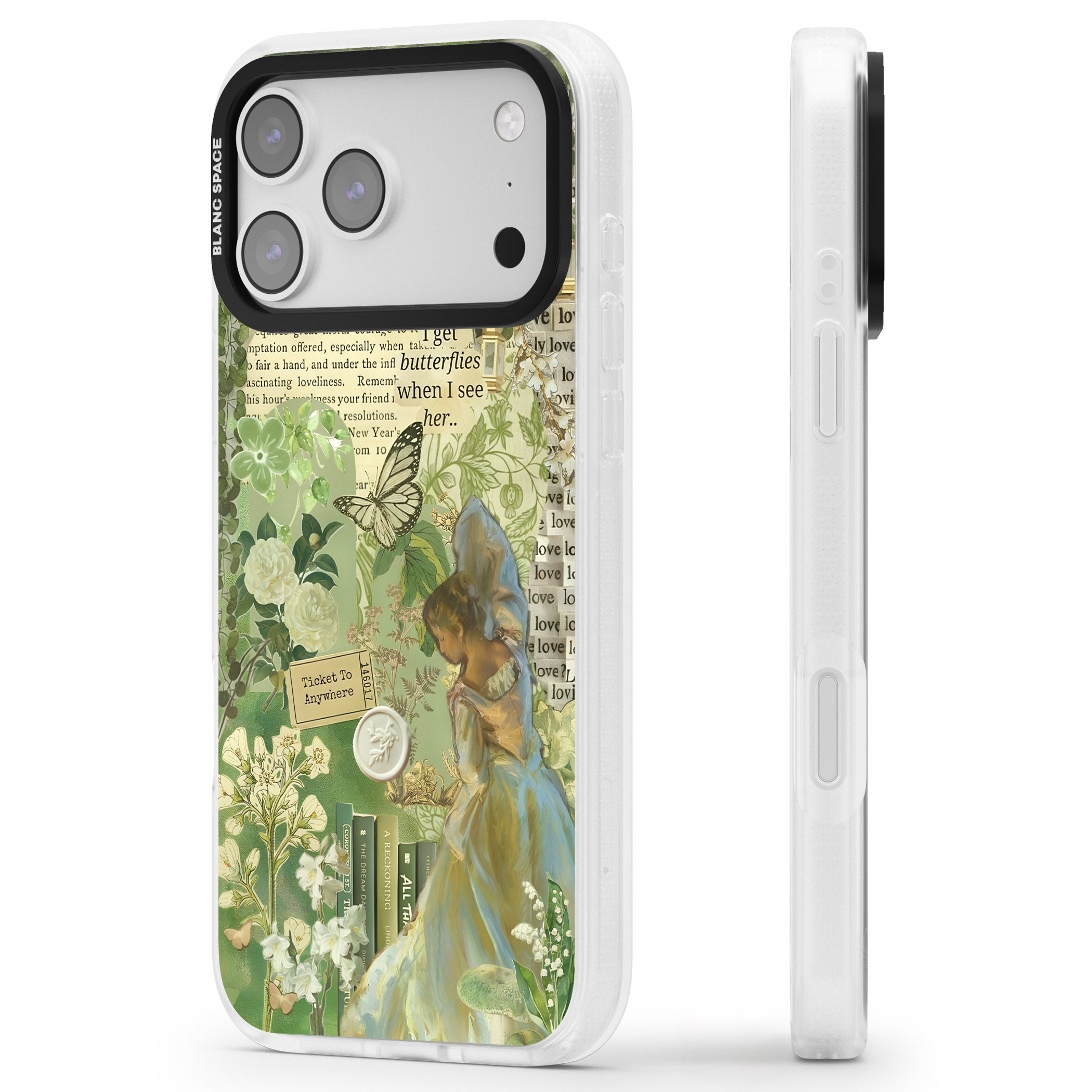 Vintage Green Fairy iPhone 17 Pro Max Impact Air Clear Phone Case Side Profile