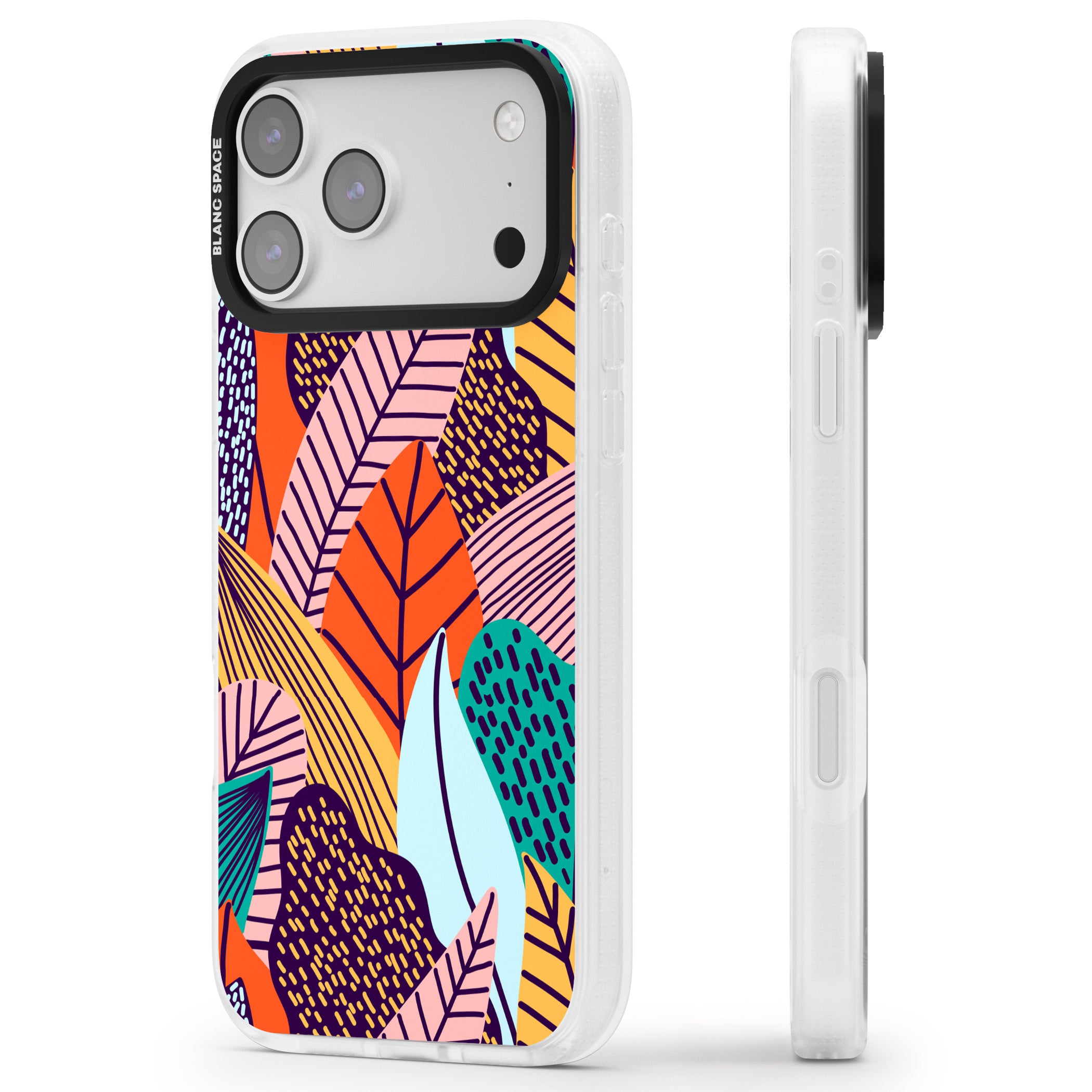 Abstract Leaves iPhone 17 Pro Max Impact Air Clear Phone Case Side Profile