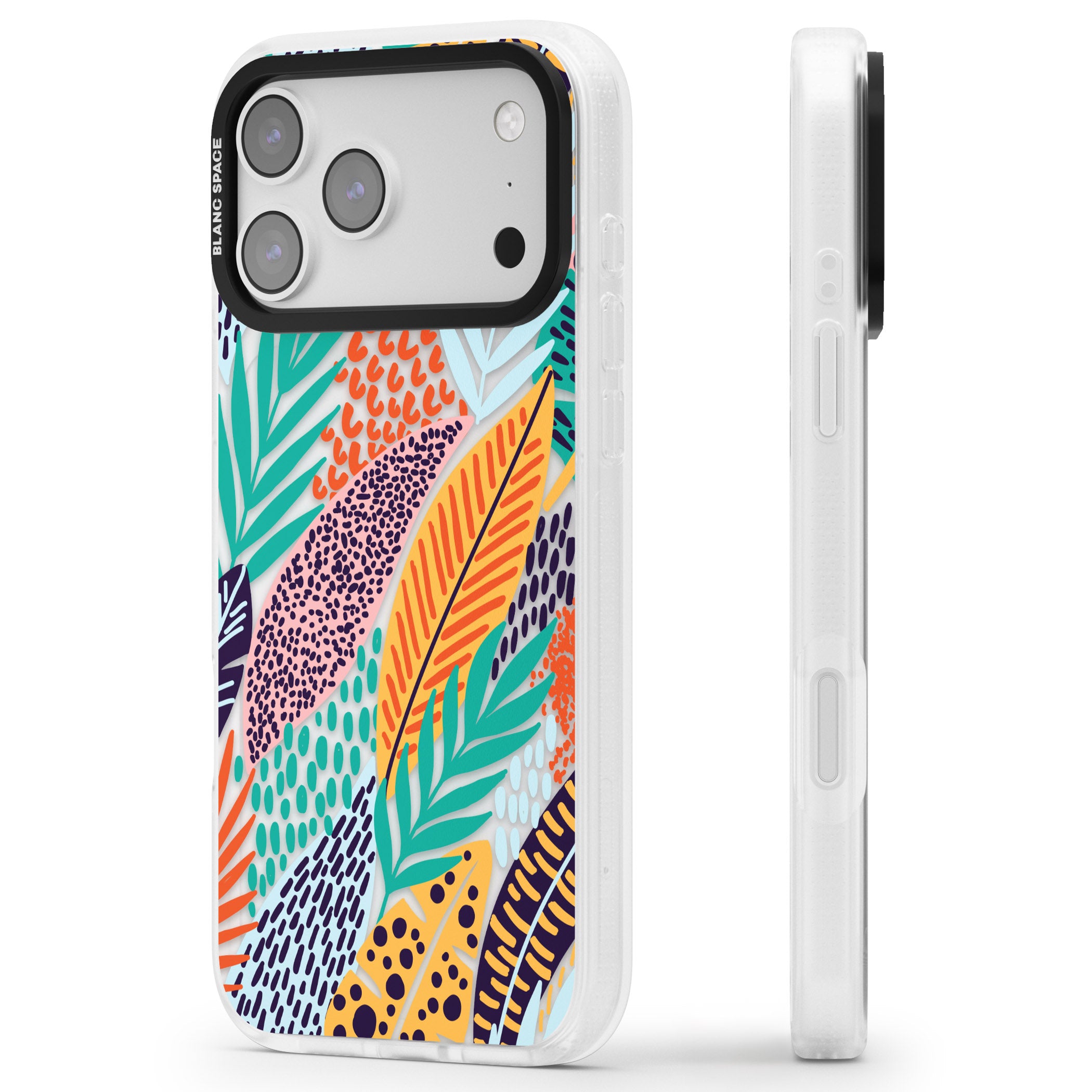 Colourful Leaves Mixture iPhone 17 Pro Impact Air Clear Phone Case Side Profile