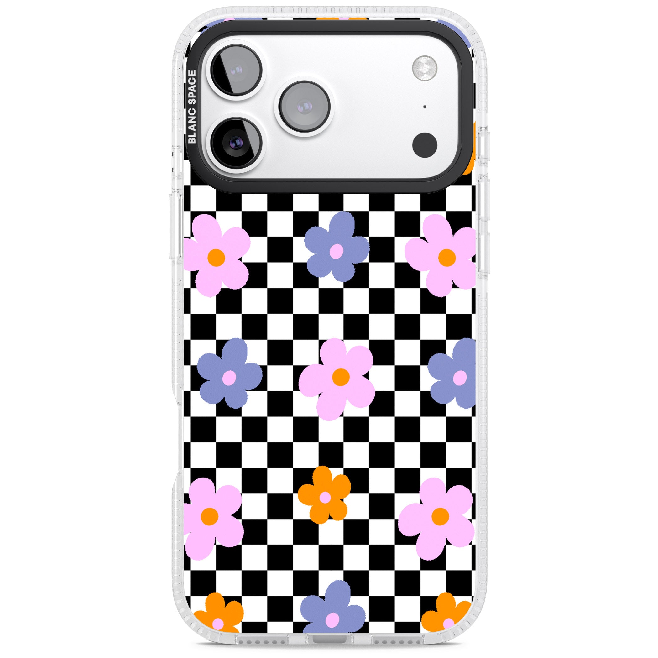 Checkered Blossom iPhone 17 Pro Max Impact Air Clear Phone Case