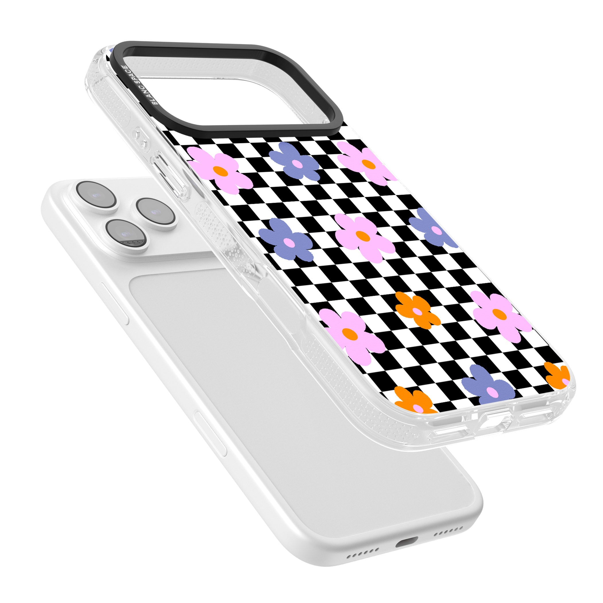 Checkered Blossom iPhone 17 Pro Max Impact Air Clear Phone Case Colours