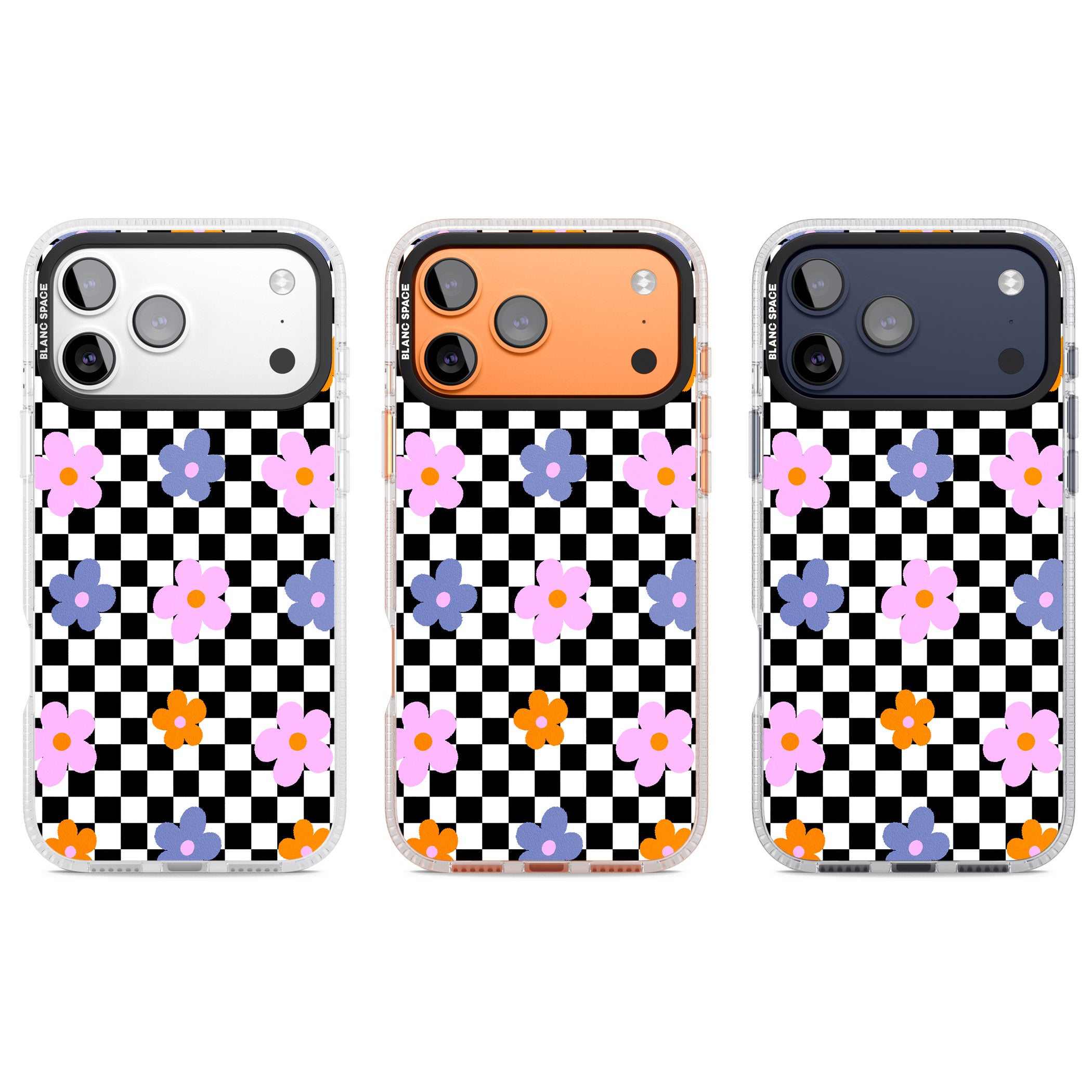 Checkered Blossom iPhone 17 Pro Impact Air Clear Phone Case APT Impact Protection