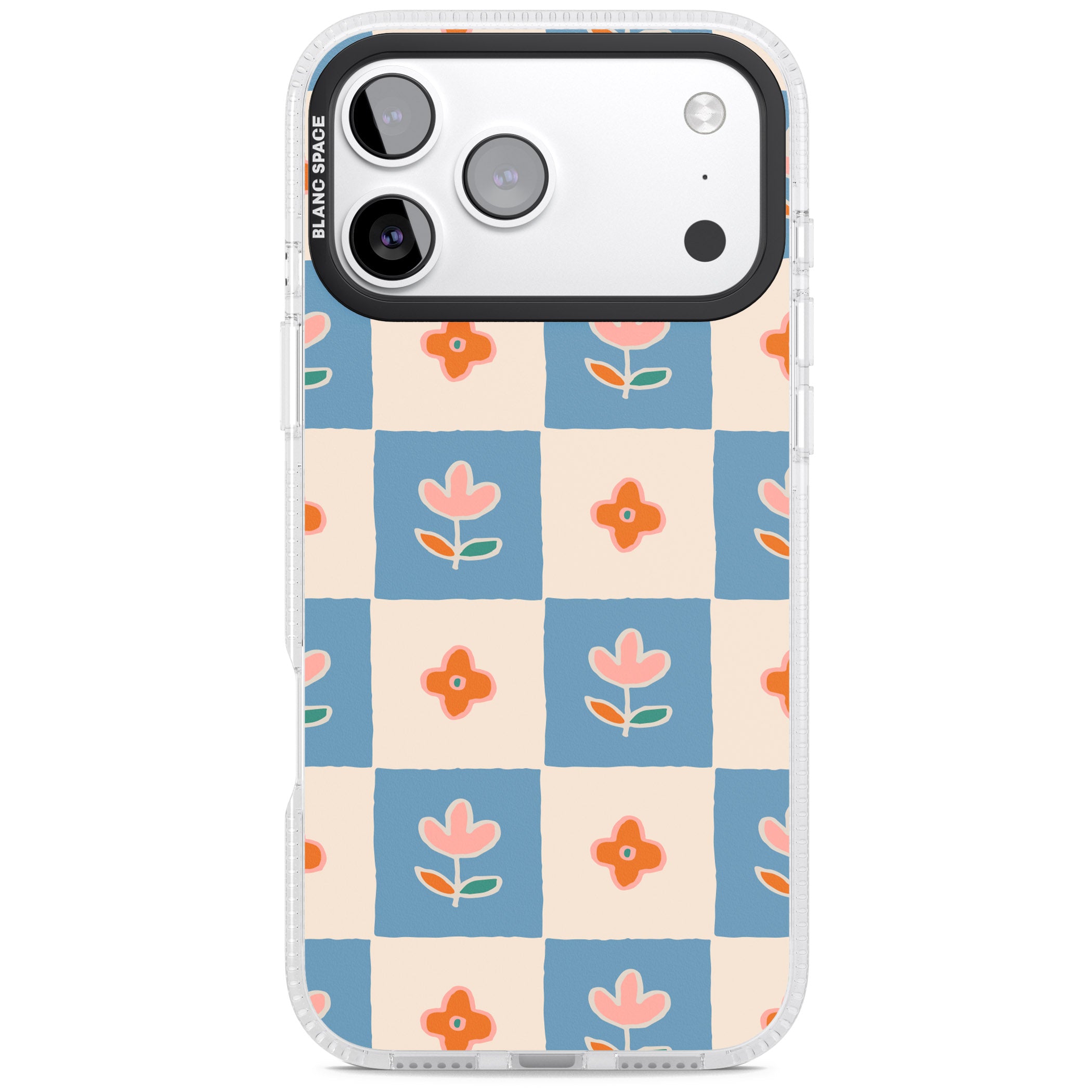 Vintage Bloom Checkered iPhone 17 Pro Impact Air Clear Phone Case