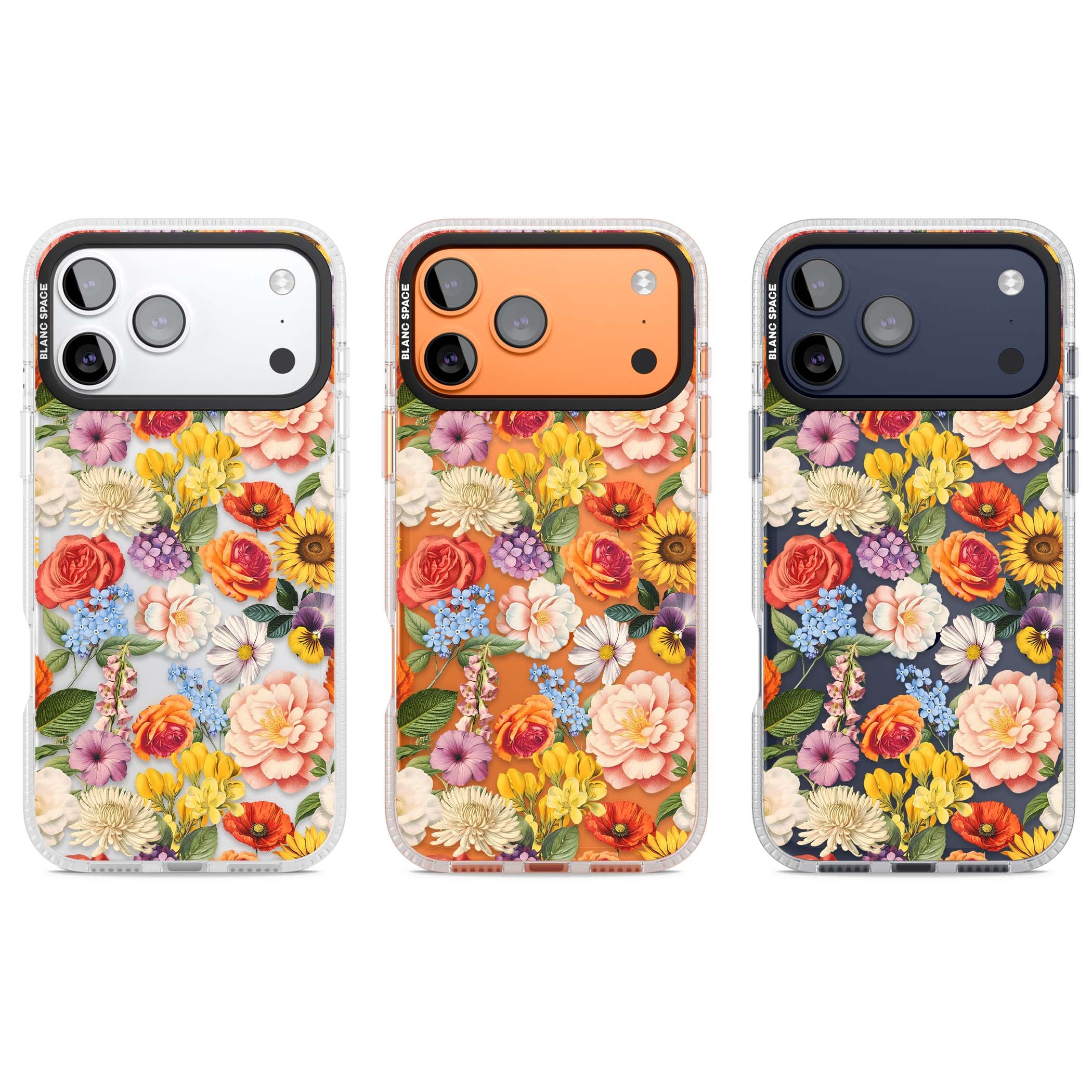 Bloom Basket floral iPhone case featuring cottage garden flowers including peonies, sunflowers, and wildflowers in pastel col | Clear Case Impact Air case for iPhone 17 Pro, iPhone 17 Pro Max