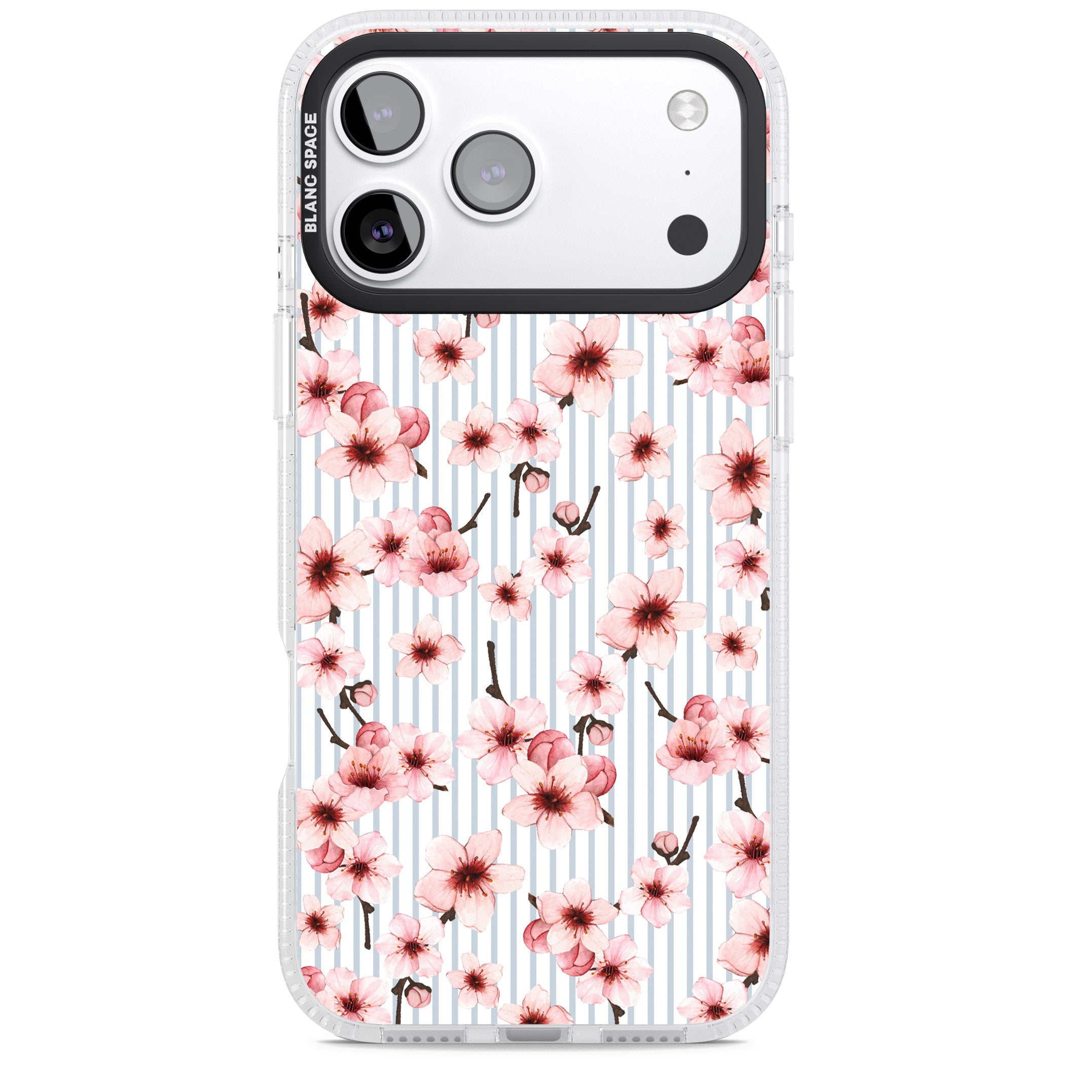 Cherry Blossoms Striped iPhone 17 Pro Impact Air Clear Phone Case