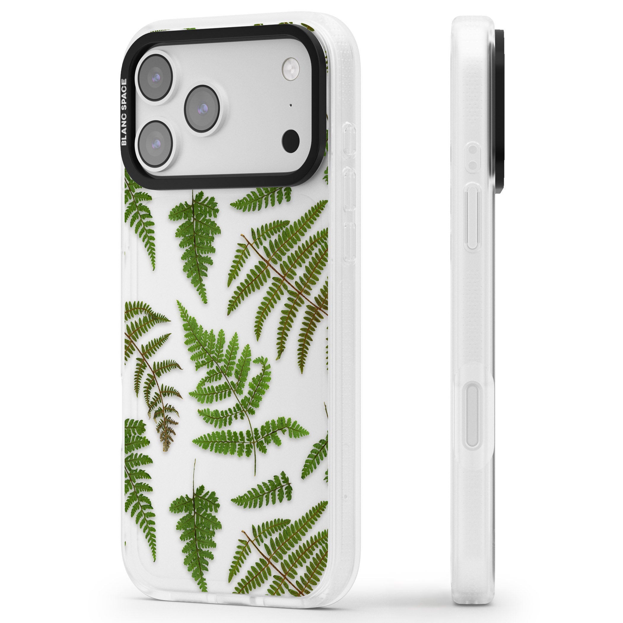 Leafy Ferns iPhone 17 Pro Impact Air Clear Phone Case Side Profile
