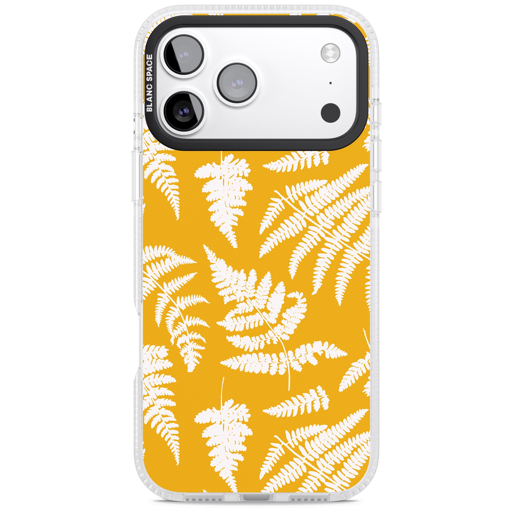 Fern Pattern On Yellow iPhone 17 Pro Impact Air Clear Phone Case