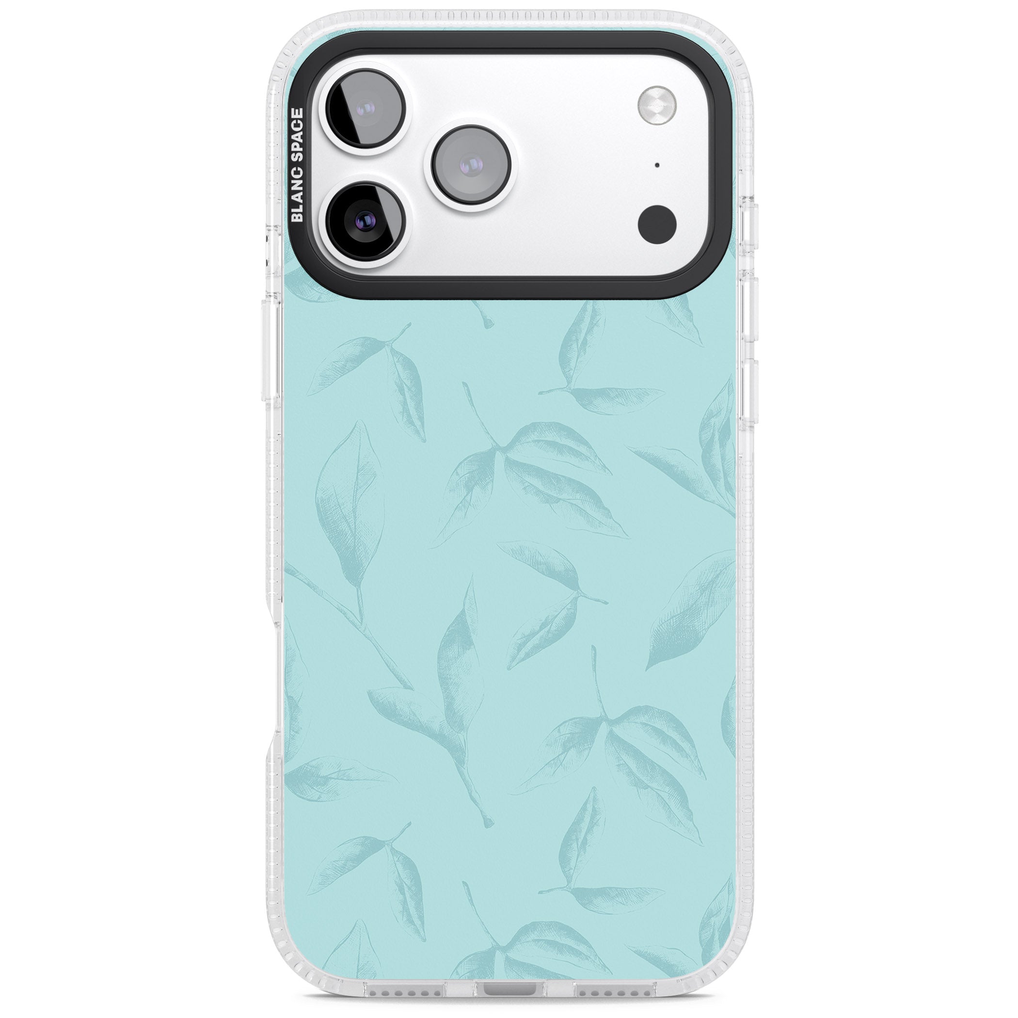 Blue Leaf Botanical iPhone 17 Pro Impact Air Clear Phone Case