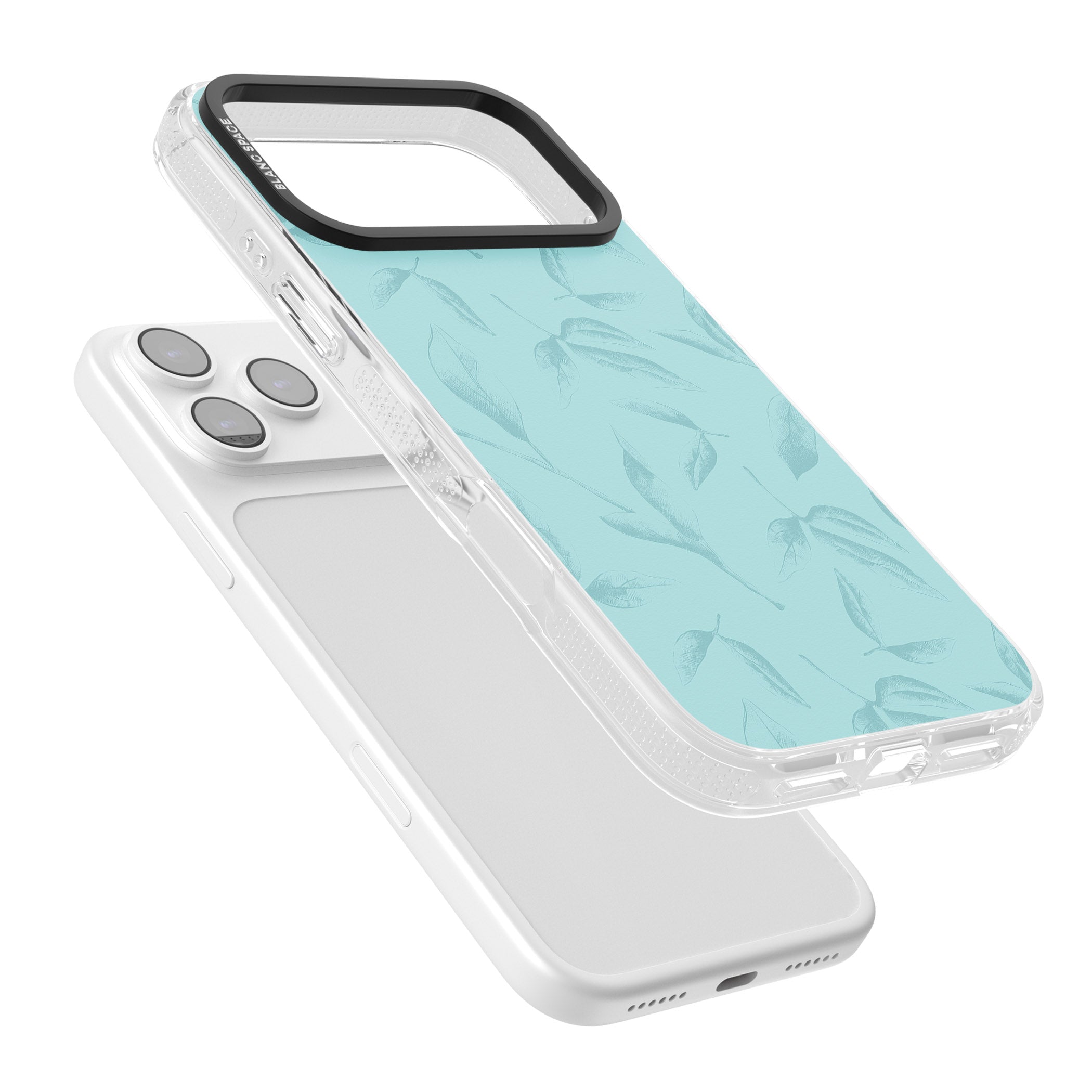 Blue Leaf Botanical iPhone 17 Pro Max Impact Air Clear Phone Case Colours