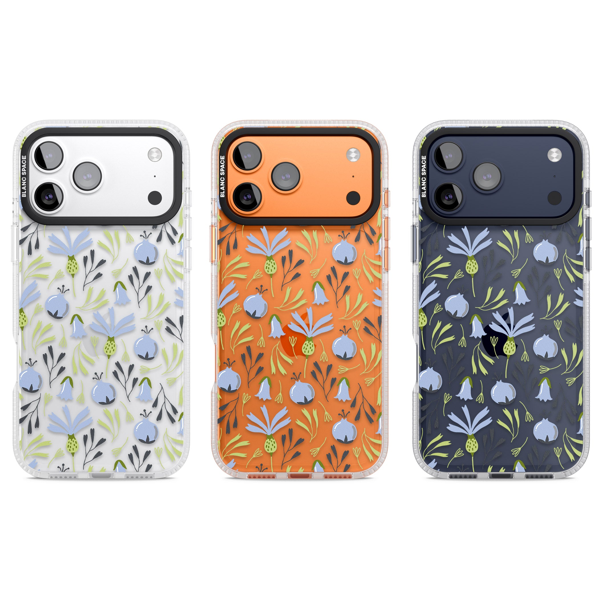 Blue Flora Bloom iPhone 17 Pro Impact Air Clear Phone Case APT Impact Protection