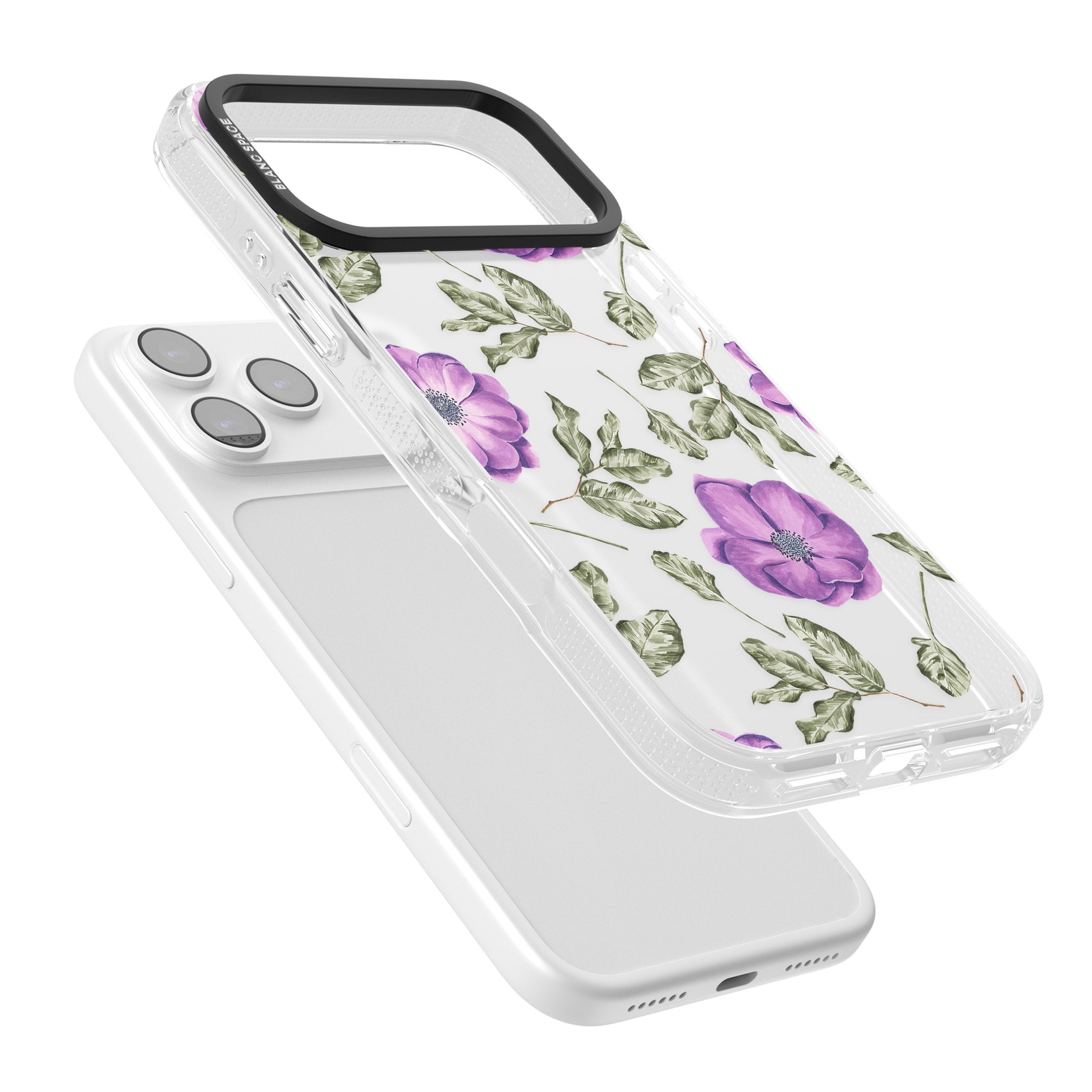 Purple Bloom Floral iPhone 17 Pro Max Impact Air Clear Phone Case Colours