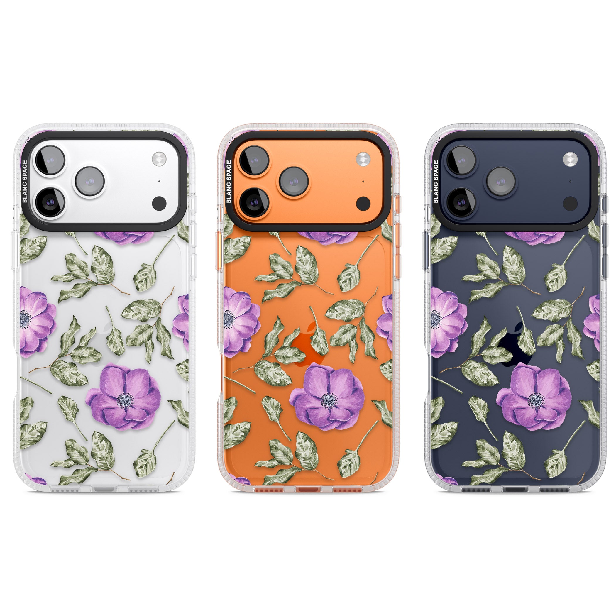 Purple Bloom Floral iPhone 17 Pro Impact Air Clear Phone Case APT Impact Protection