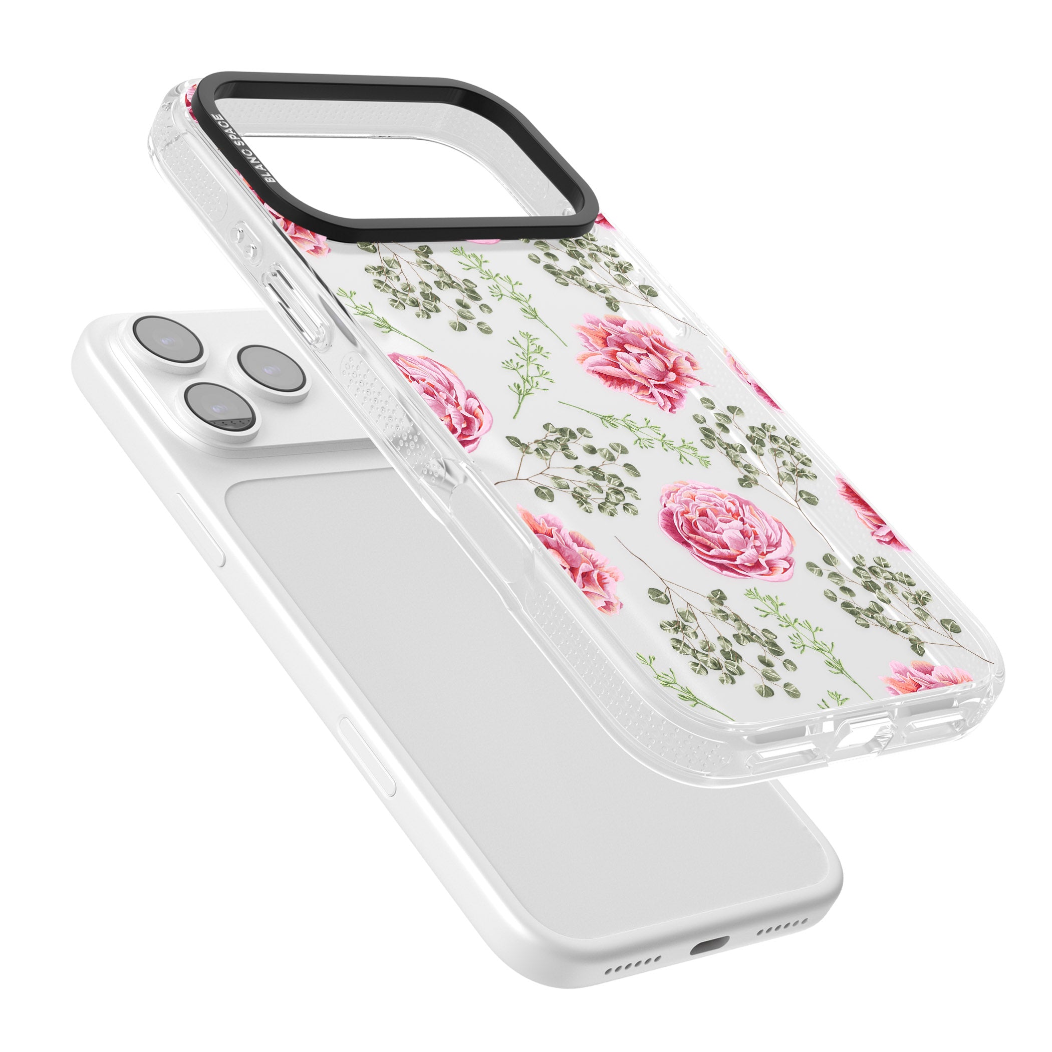 Roses & Eucalyptus Floral iPhone 17 Pro Impact Air Clear Phone Case Colours