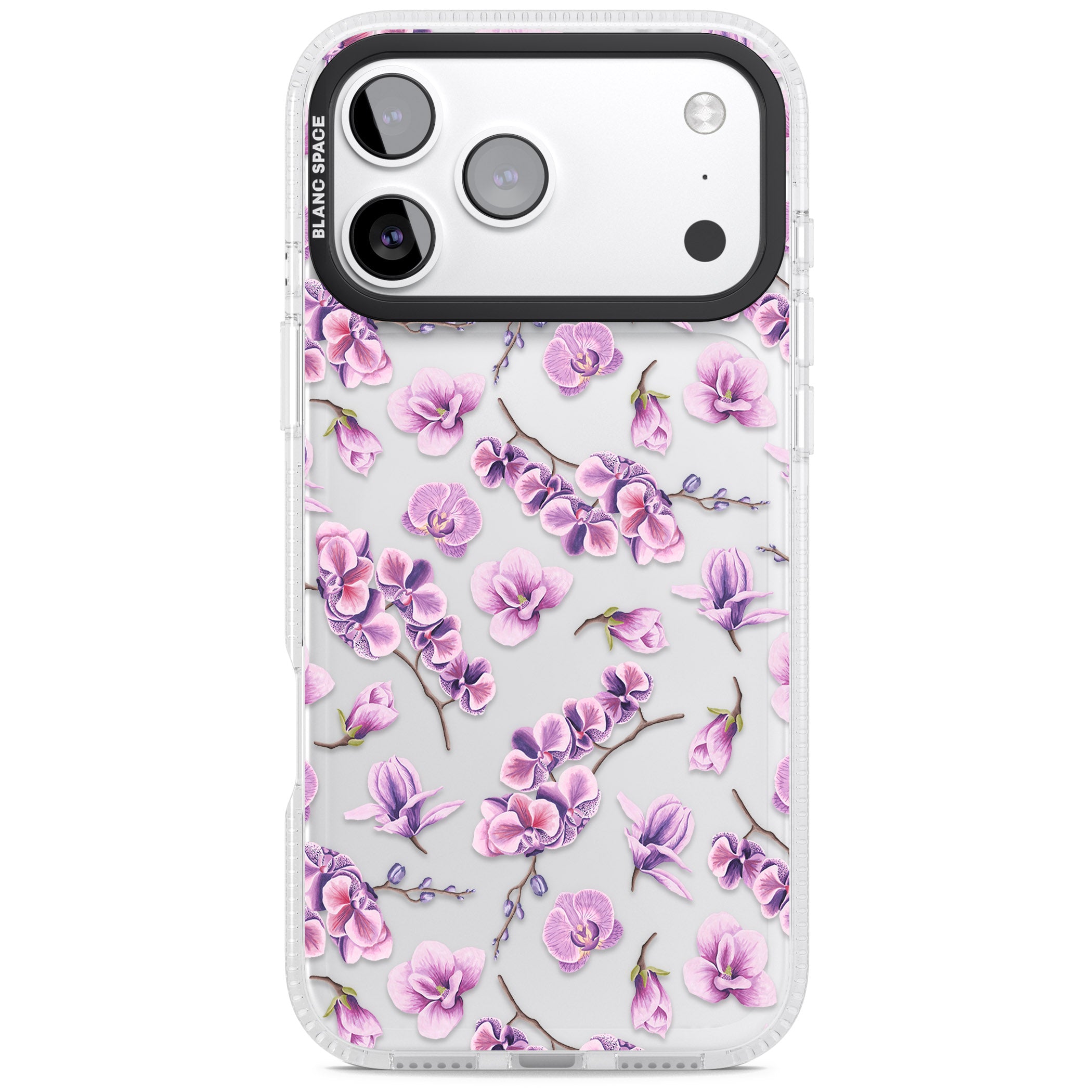 Purple Orchids Floral iPhone 17 Pro Max Impact Air Clear Phone Case