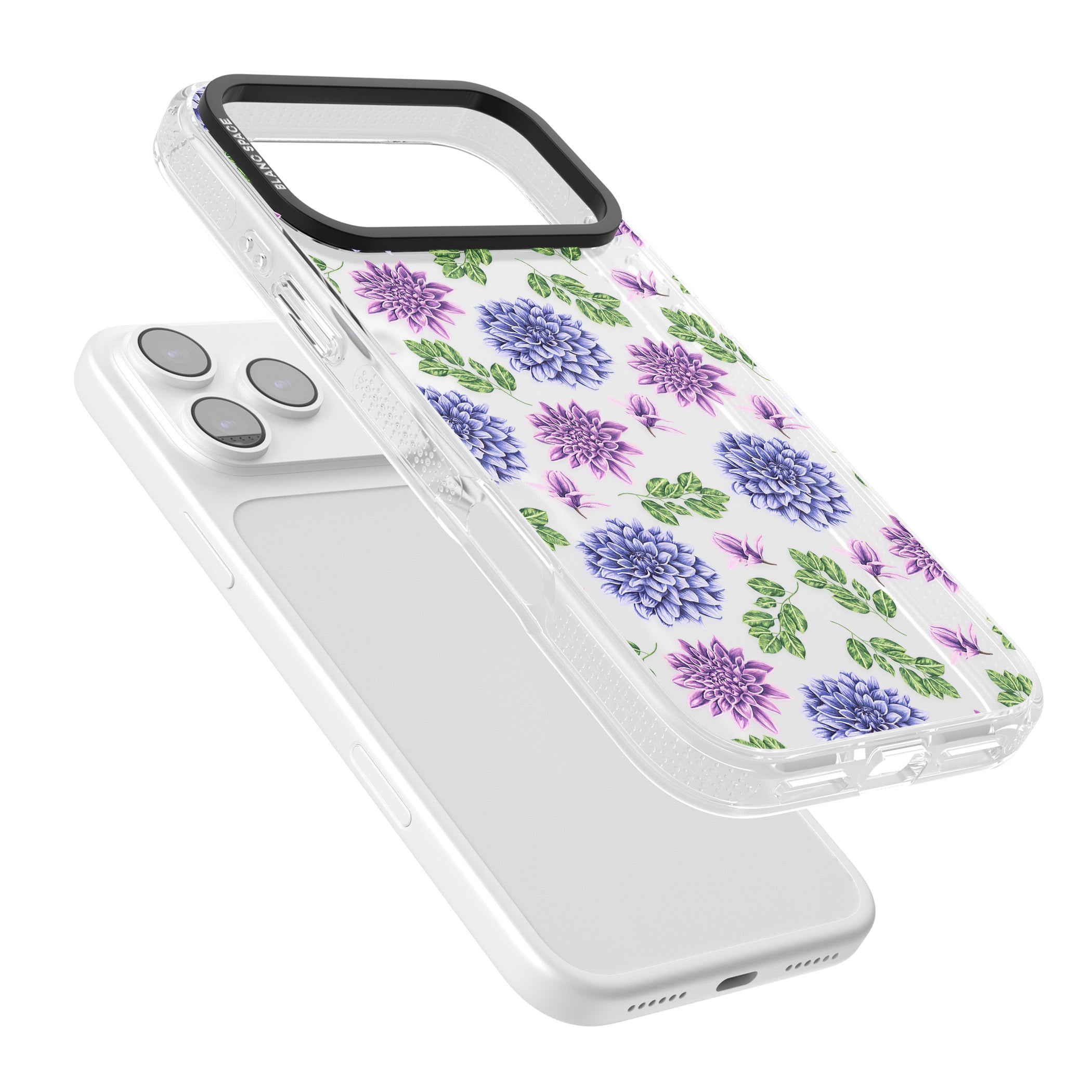 Purple Dahlias Floral iPhone 17 Pro Impact Air Clear Phone Case Colours