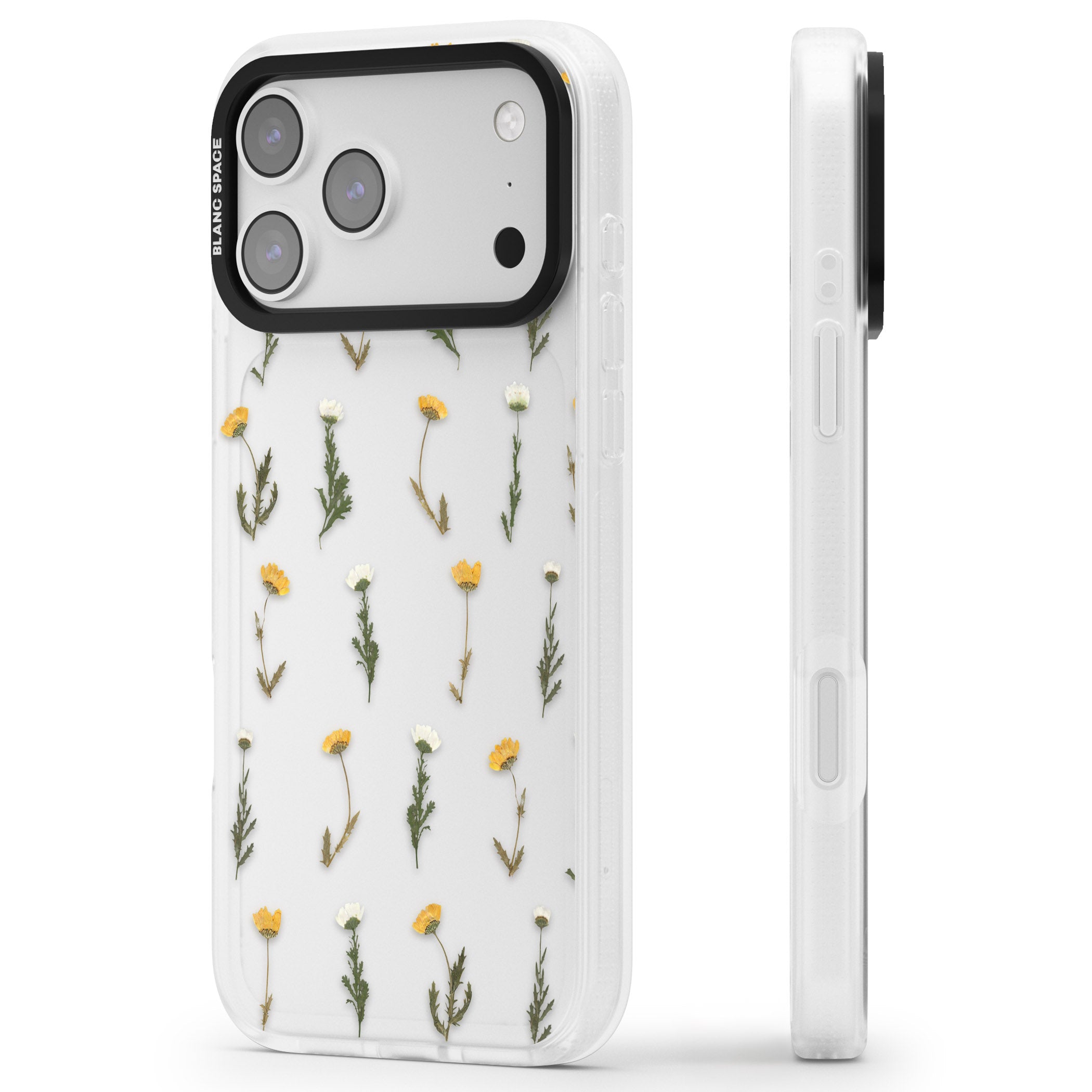 Pressed Flower iPhone 17 Pro Max Impact Air Clear Phone Case Side Profile
