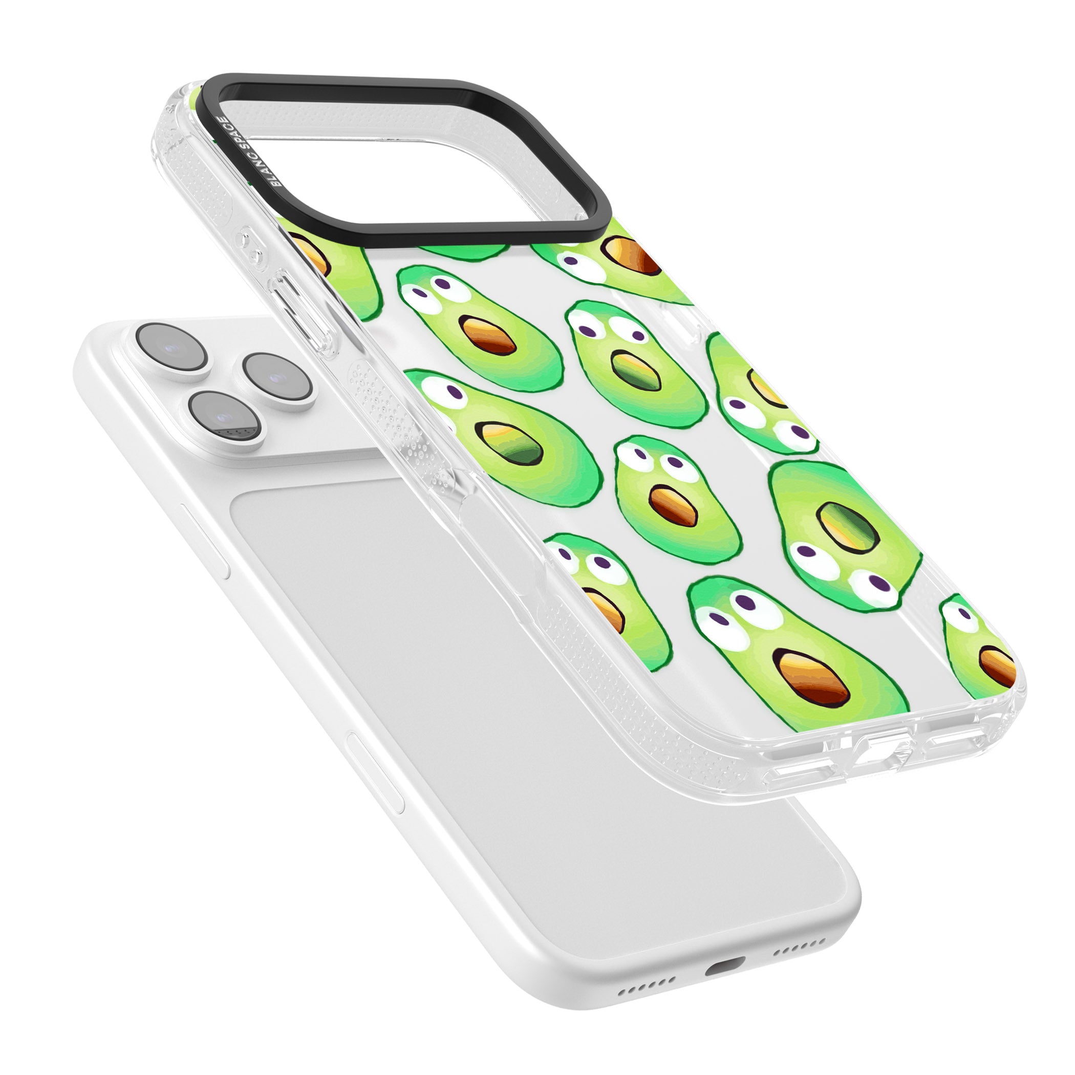 Shocked Avocados iPhone 17 Pro Impact Air Clear Phone Case Colours