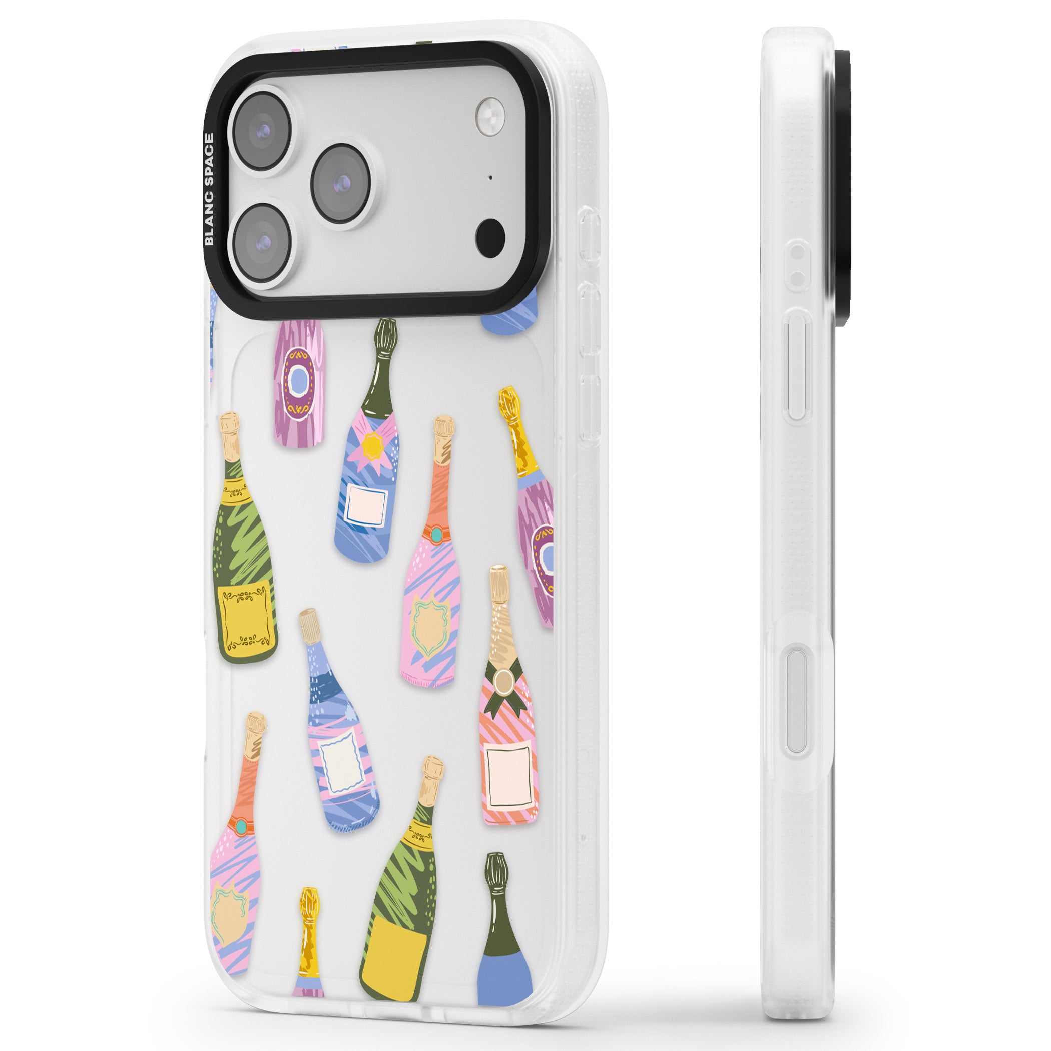 Champagne Pattern iPhone 17 Pro Max Impact Air Clear Phone Case Side Profile