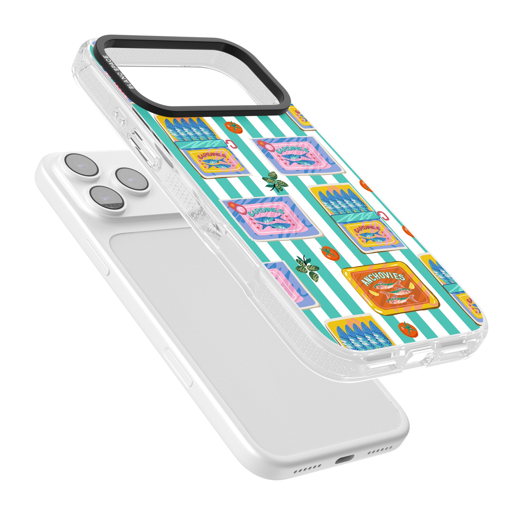 Sardine & Anchovy Stripes iPhone 17 Pro Impact Air Clear Phone Case Colours