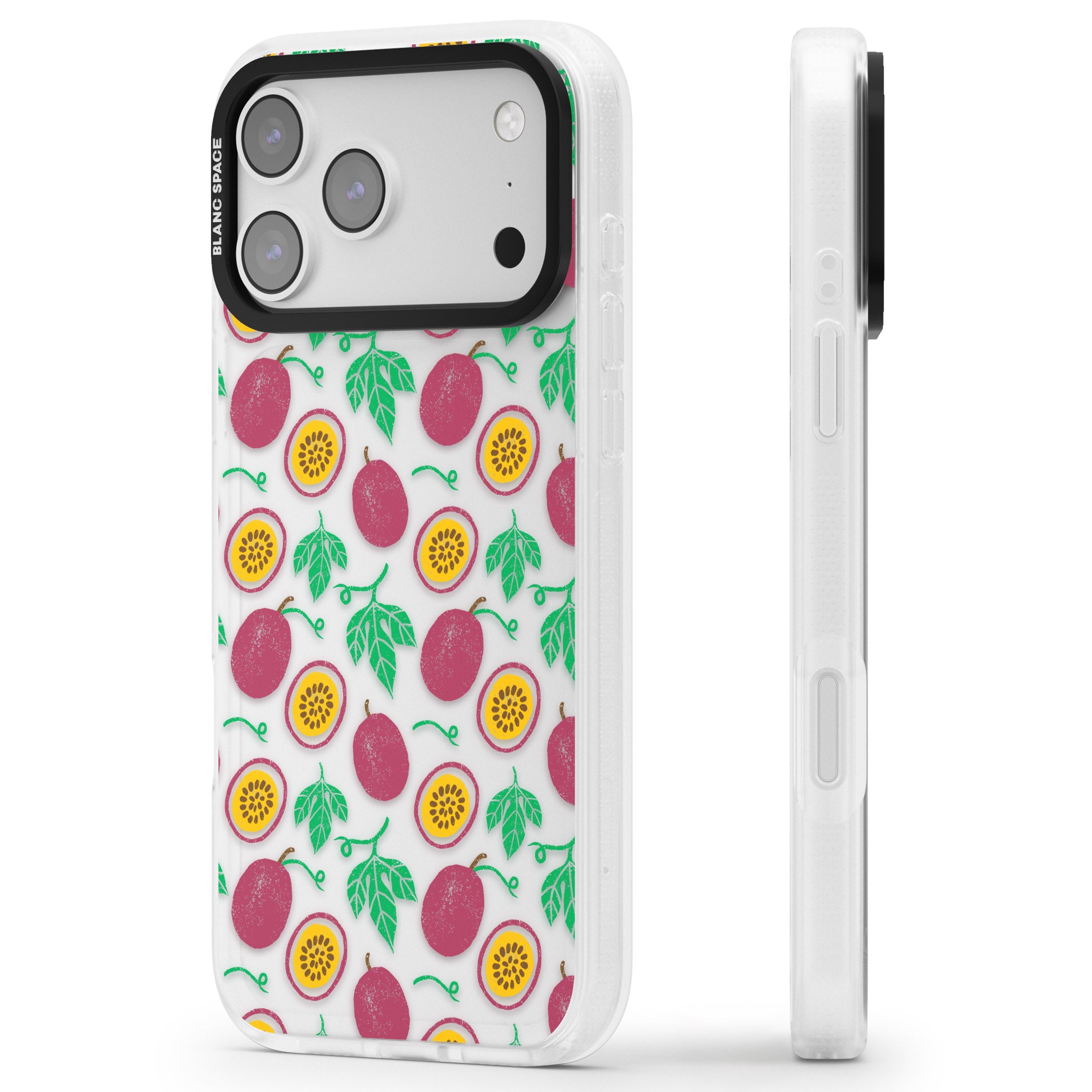 Passion Fruit Paradise iPhone 17 Pro Impact Air Clear Phone Case Side Profile