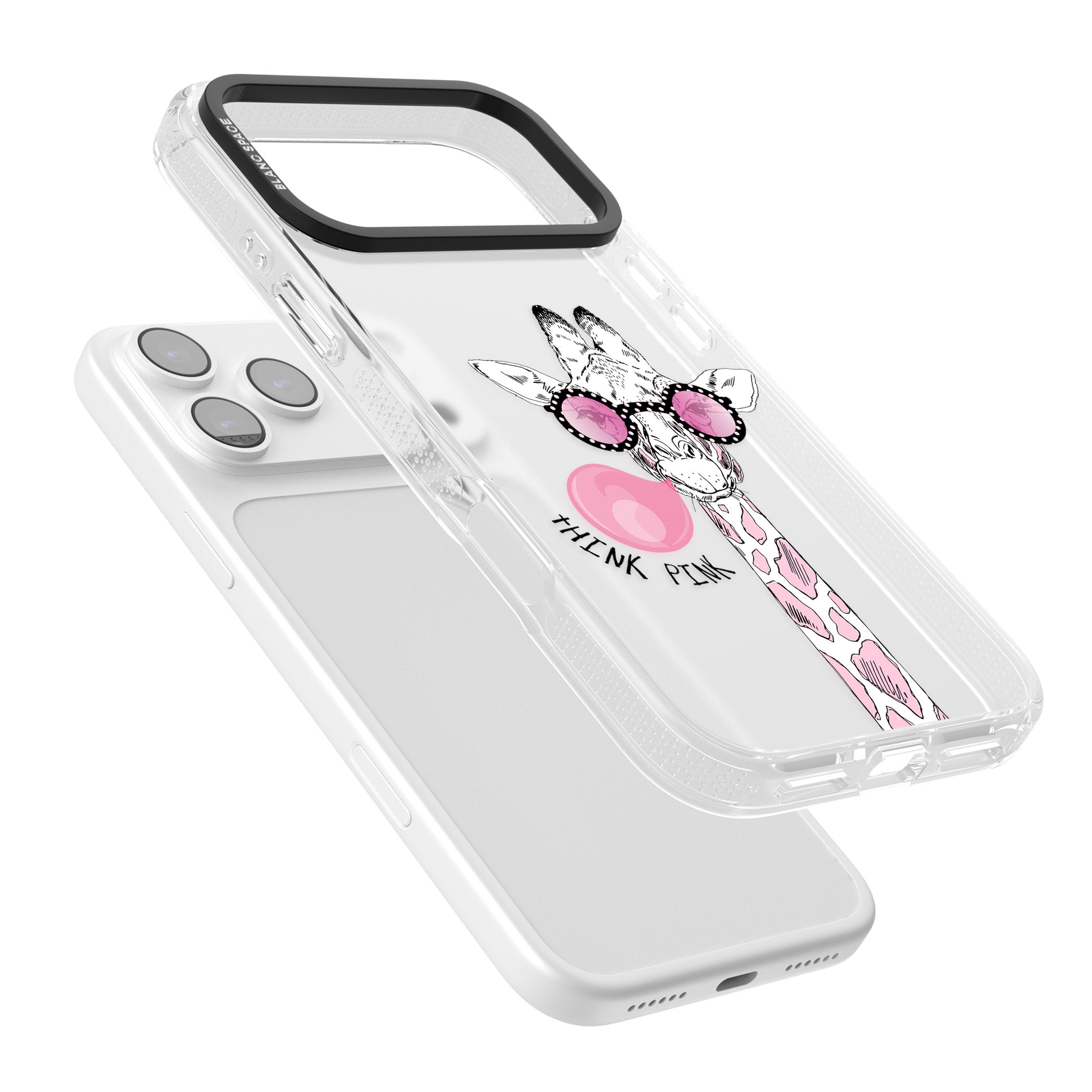 Think Pink Giraffe iPhone 17 Pro Impact Air Clear Phone Case Colours