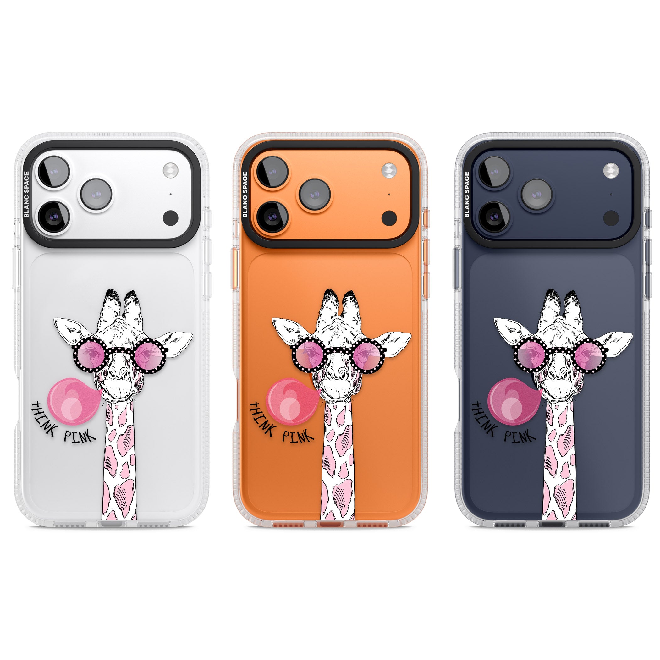 Think Pink Giraffe iPhone 17 Pro Impact Air Clear Phone Case APT Impact Protection