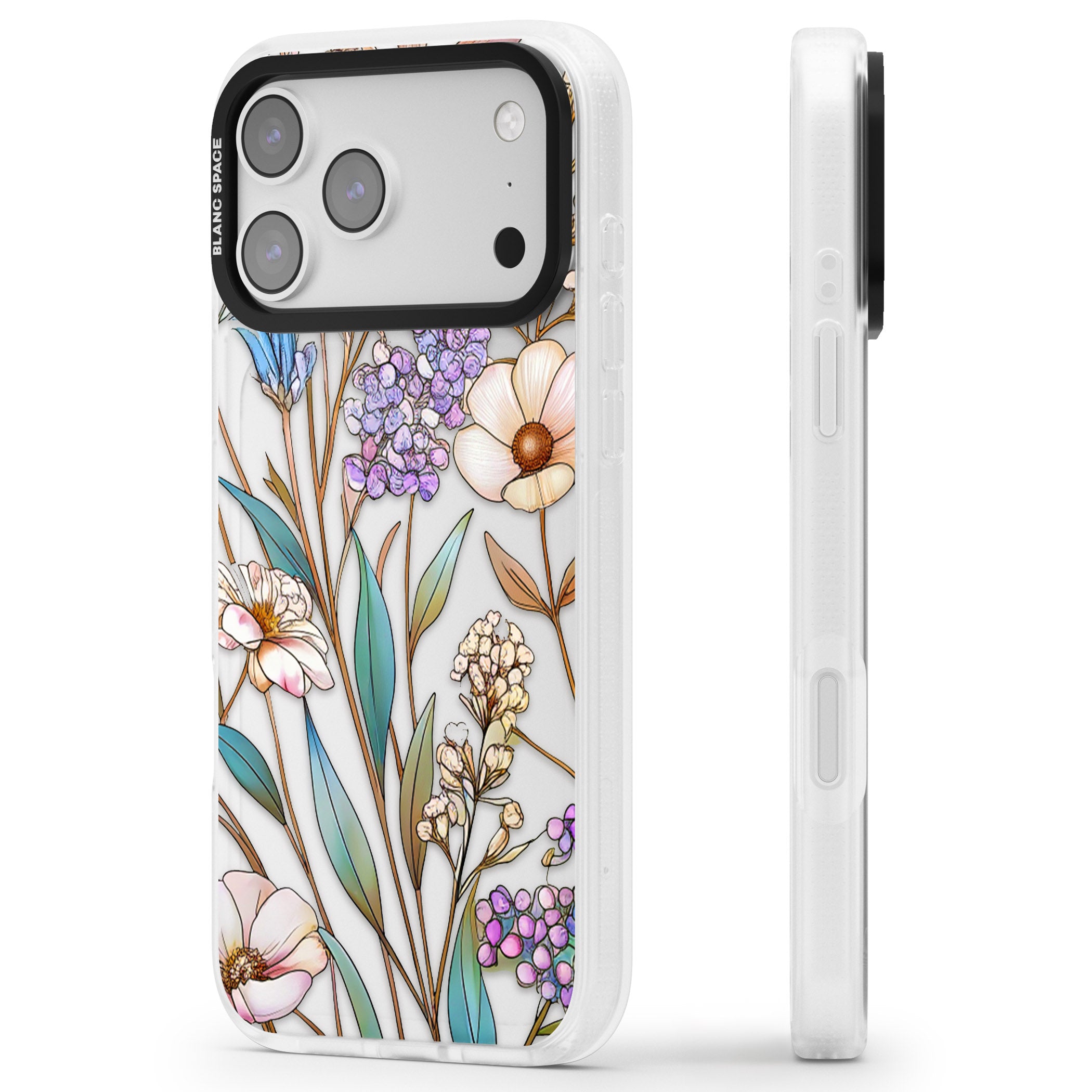 Glass Wildflower Mix iPhone 17 Pro Max Impact Air Clear Phone Case Side Profile