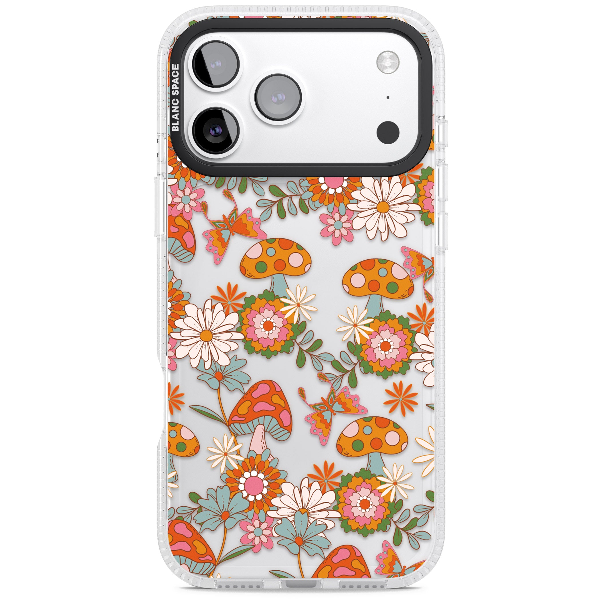 Groovy Shrooms & Flowers iPhone 17 Pro Max Impact Air Clear Phone Case