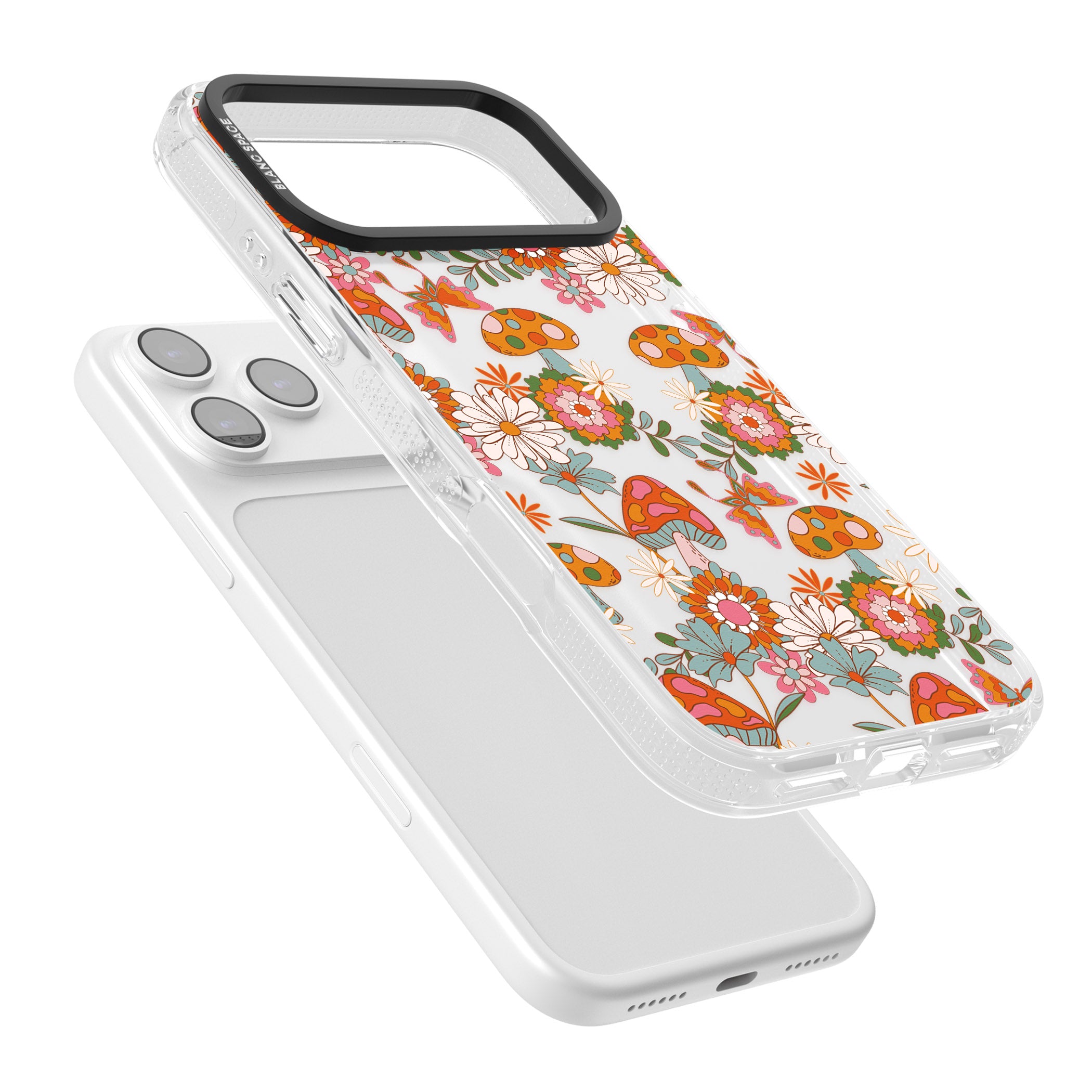 Groovy Shrooms & Flowers iPhone 17 Pro Impact Air Clear Phone Case Colours