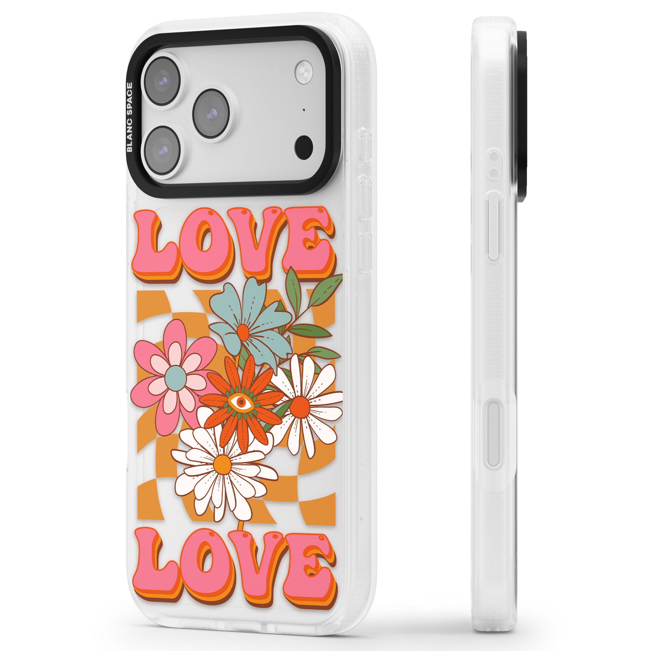 Love Bloom iPhone 17 Pro Impact Air Clear Phone Case Side Profile