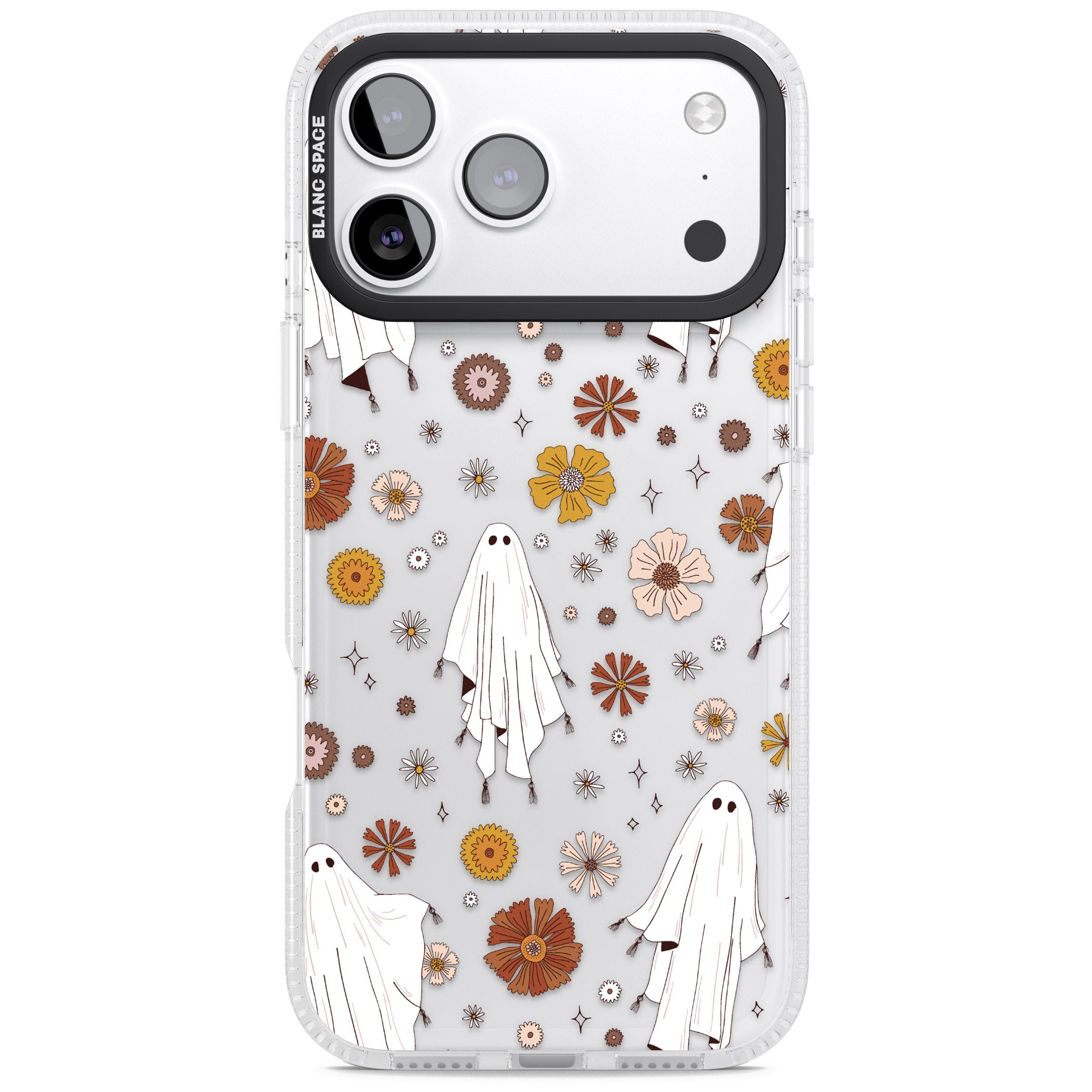 Halloween Ghosts And Flowers iPhone 17 Pro Impact Air Clear Phone Case