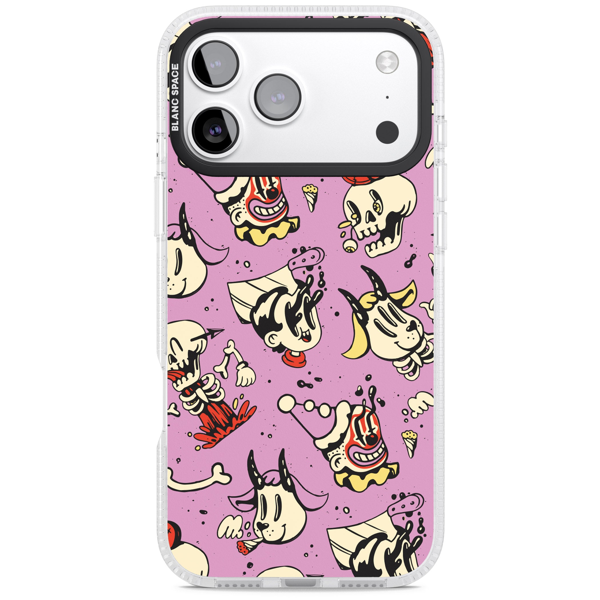 Purple Retro Halloween Pattern iPhone 17 Pro Impact Air Clear Phone Case
