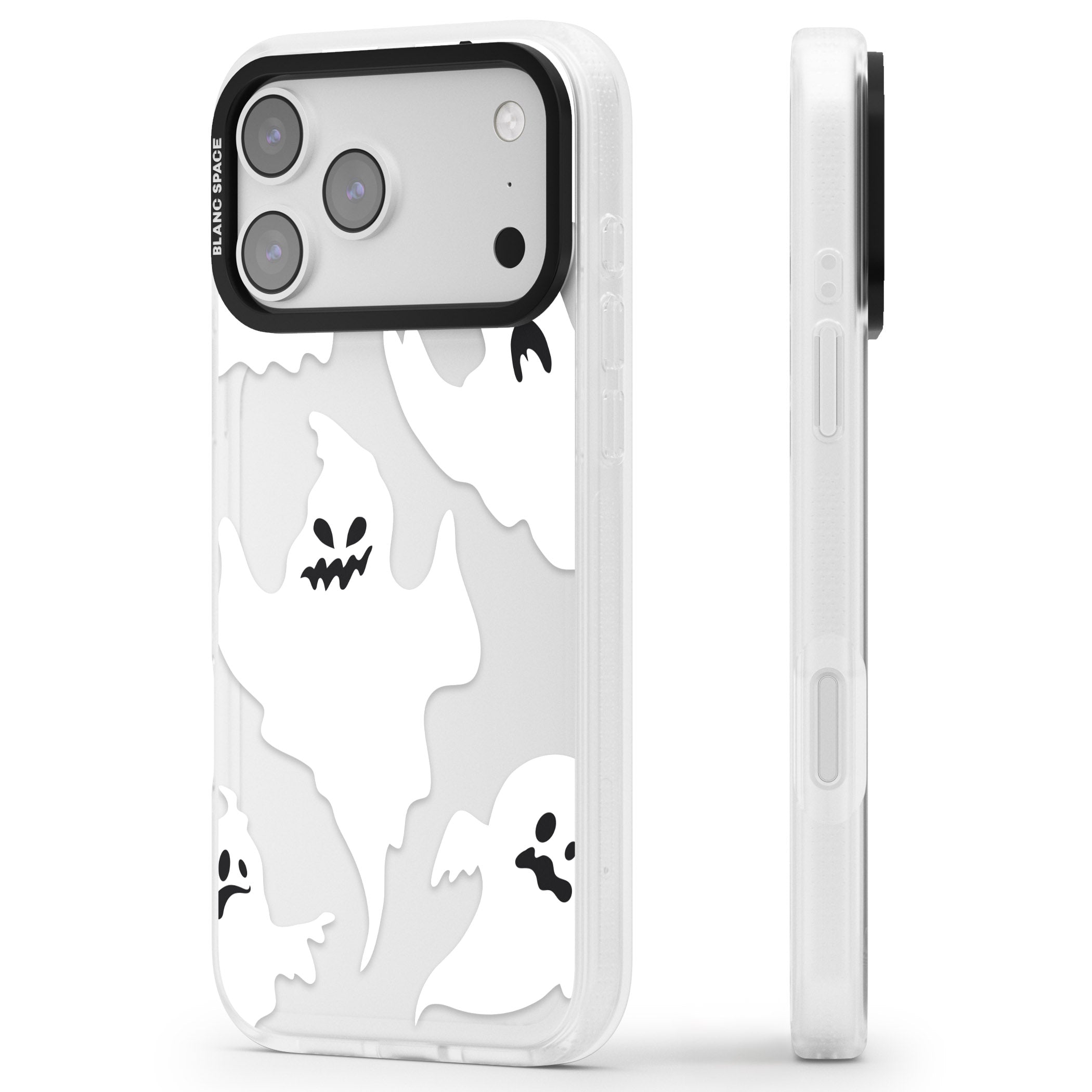 Ghost Pattern iPhone 17 Pro Impact Air Clear Phone Case Side Profile