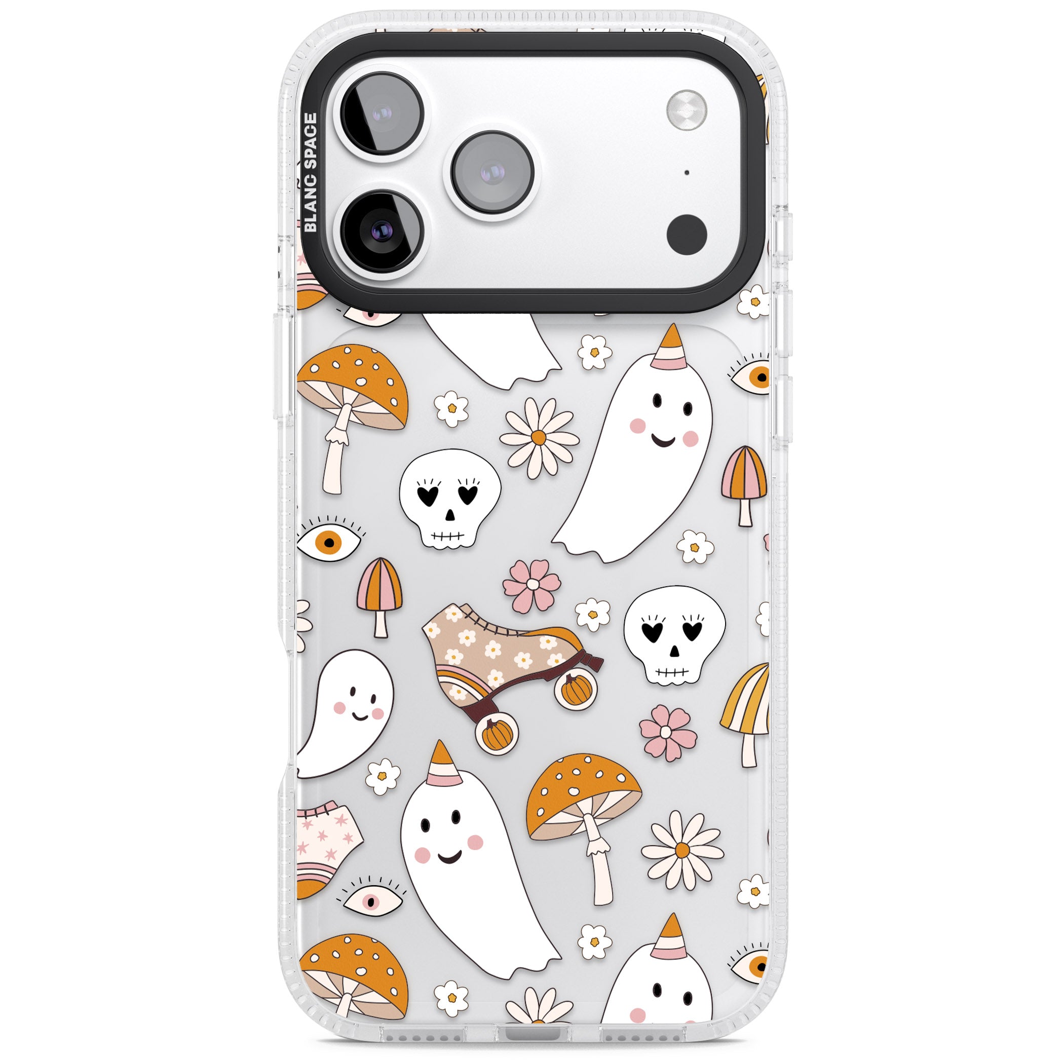 Cute Ghost And Skulls Pattern iPhone 17 Pro Impact Air Clear Phone Case