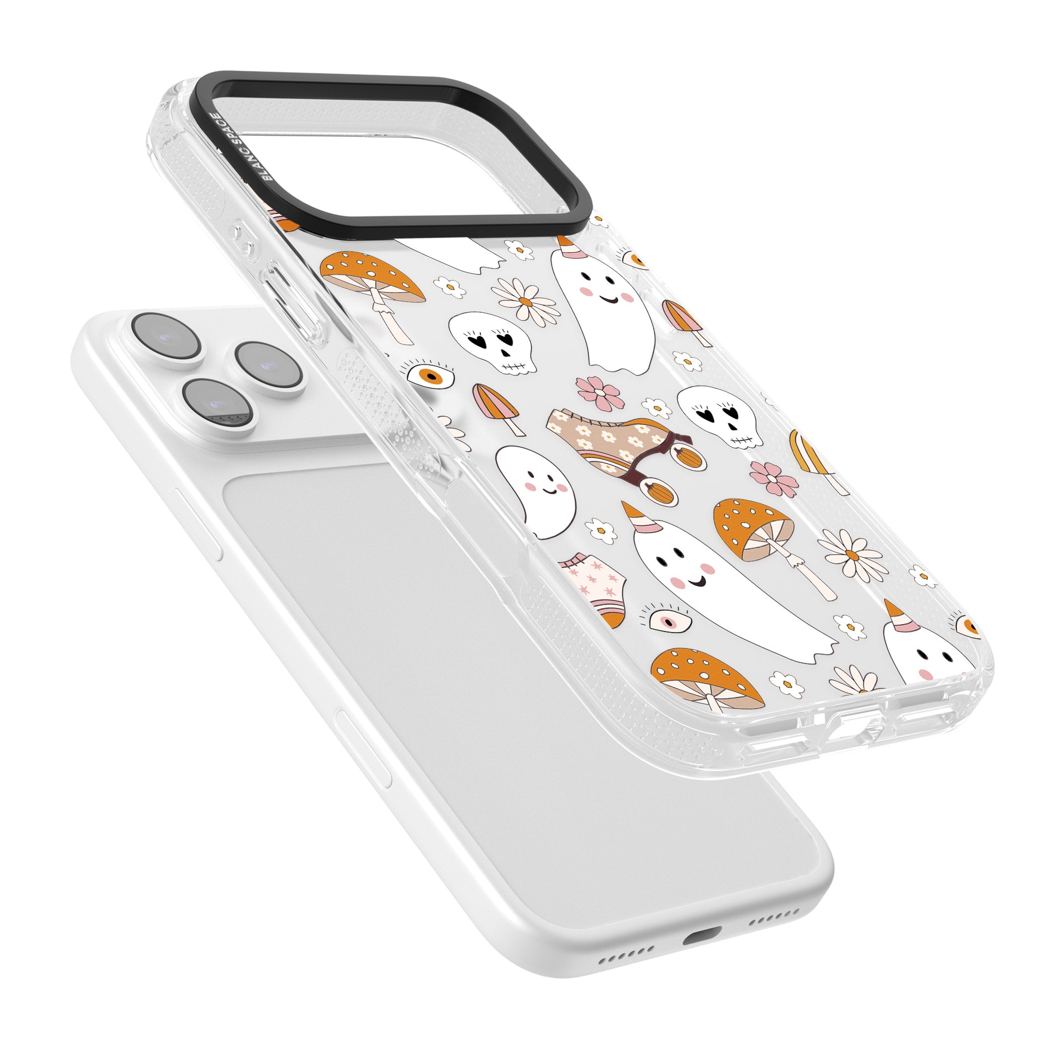 Cute Ghost And Skulls Pattern iPhone 17 Pro Impact Air Clear Phone Case Colours
