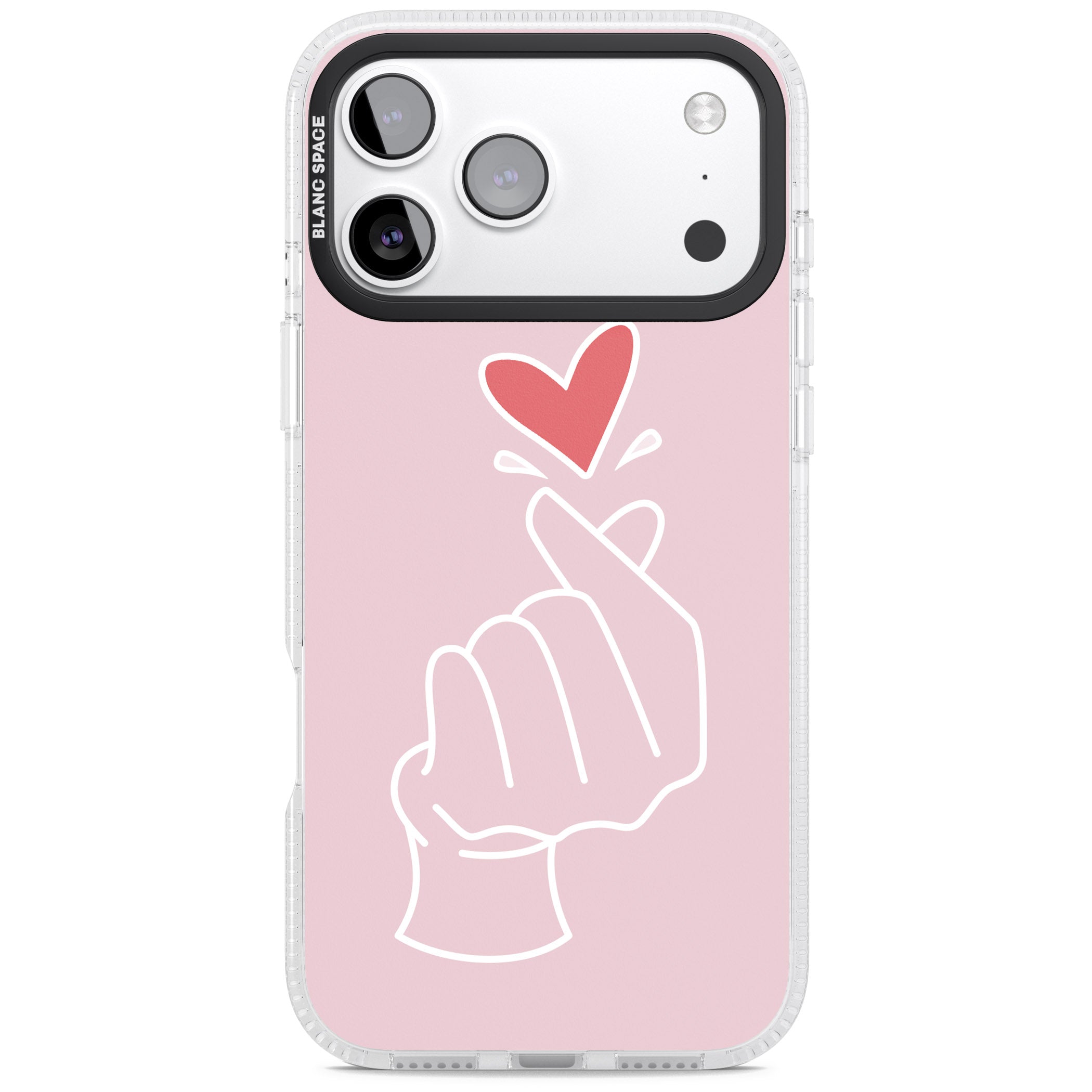 Pink Heart Hand iPhone 17 Pro Impact Air Clear Phone Case