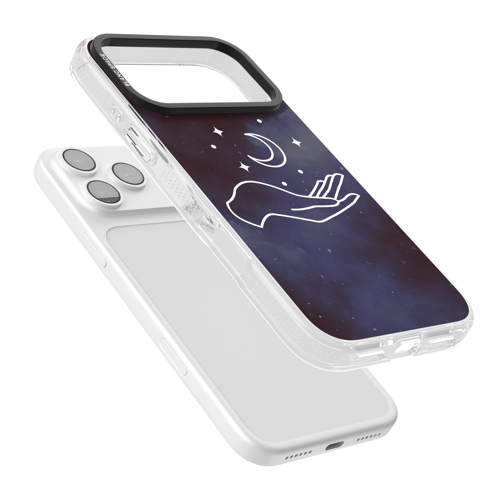 Celestial Hand & Moon iPhone 17 Pro Impact Air Clear Phone Case Colours