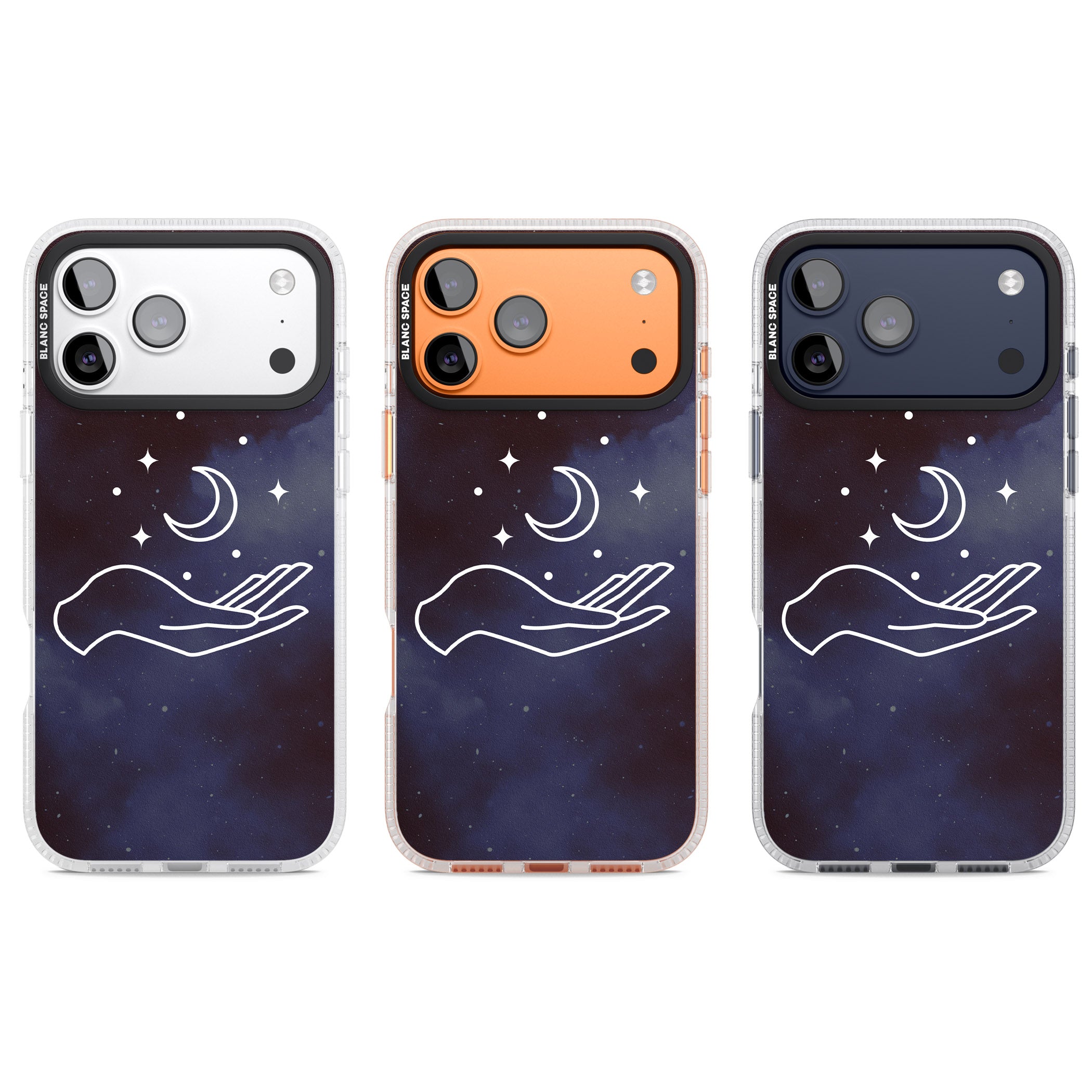 Celestial Hand & Moon iPhone 17 Pro Impact Air Clear Phone Case APT Impact Protection