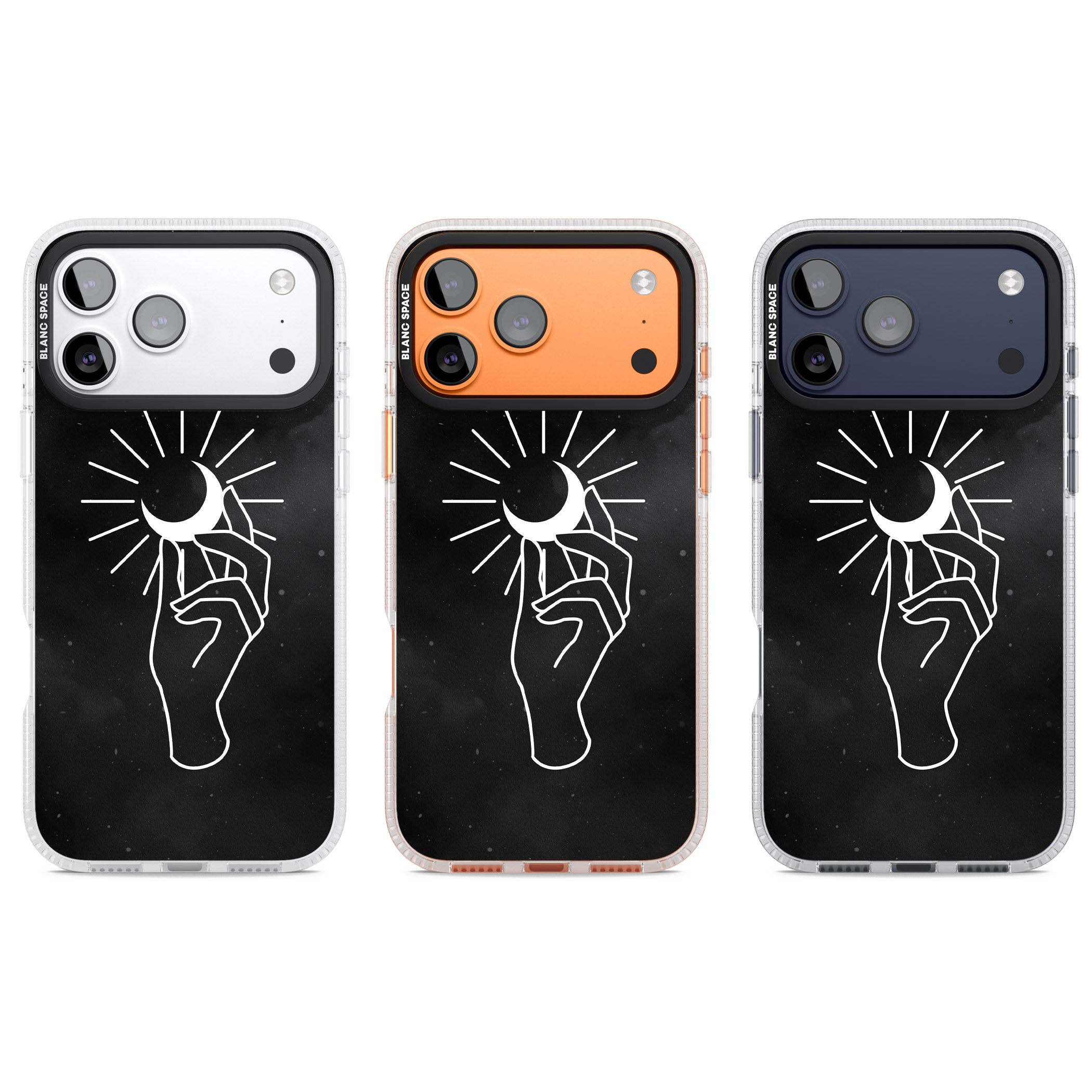 Hand Holding Celestial Moon iPhone 17 Pro Impact Air Clear Phone Case APT Impact Protection