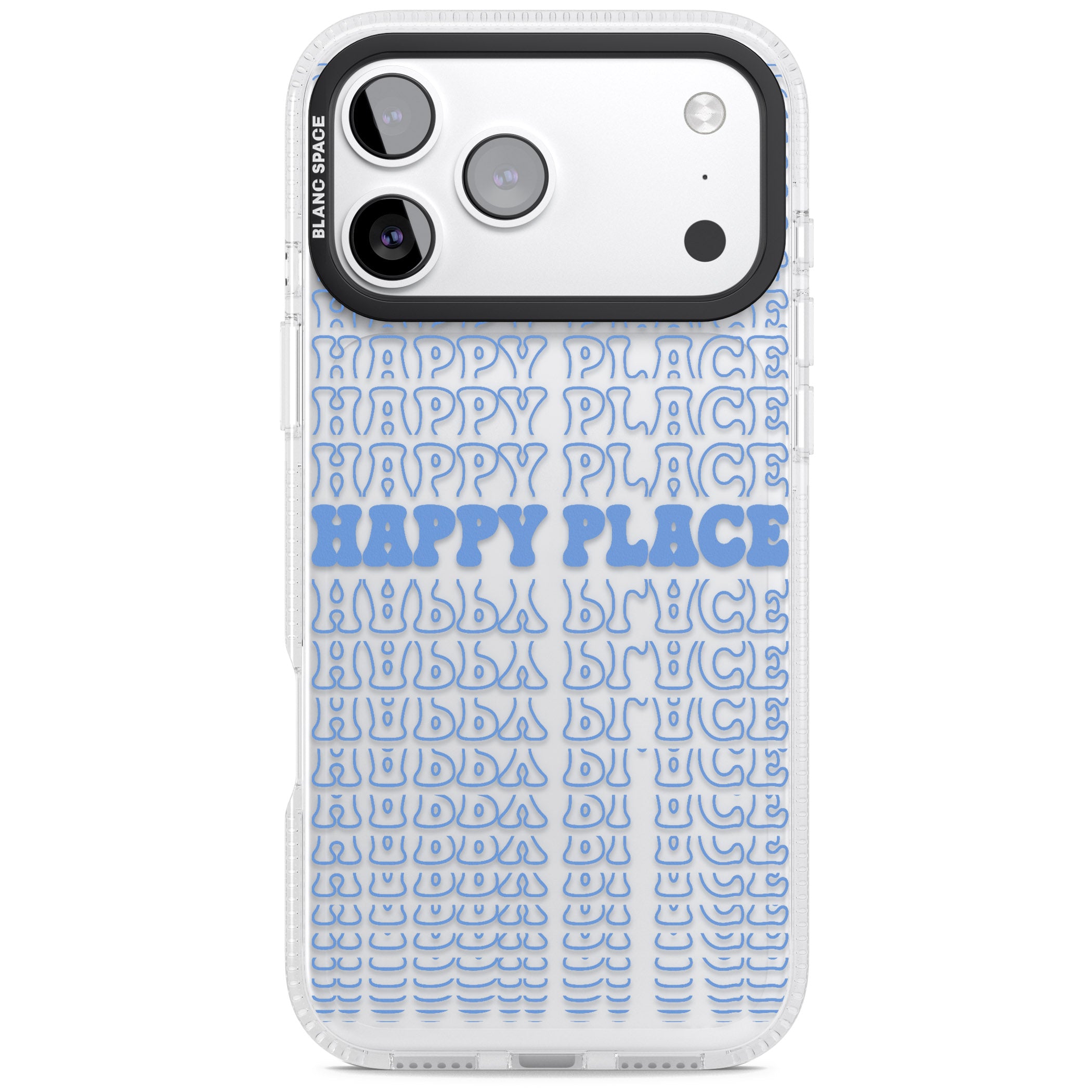 Happy Place (Blue) iPhone 17 Pro Impact Air Clear Phone Case