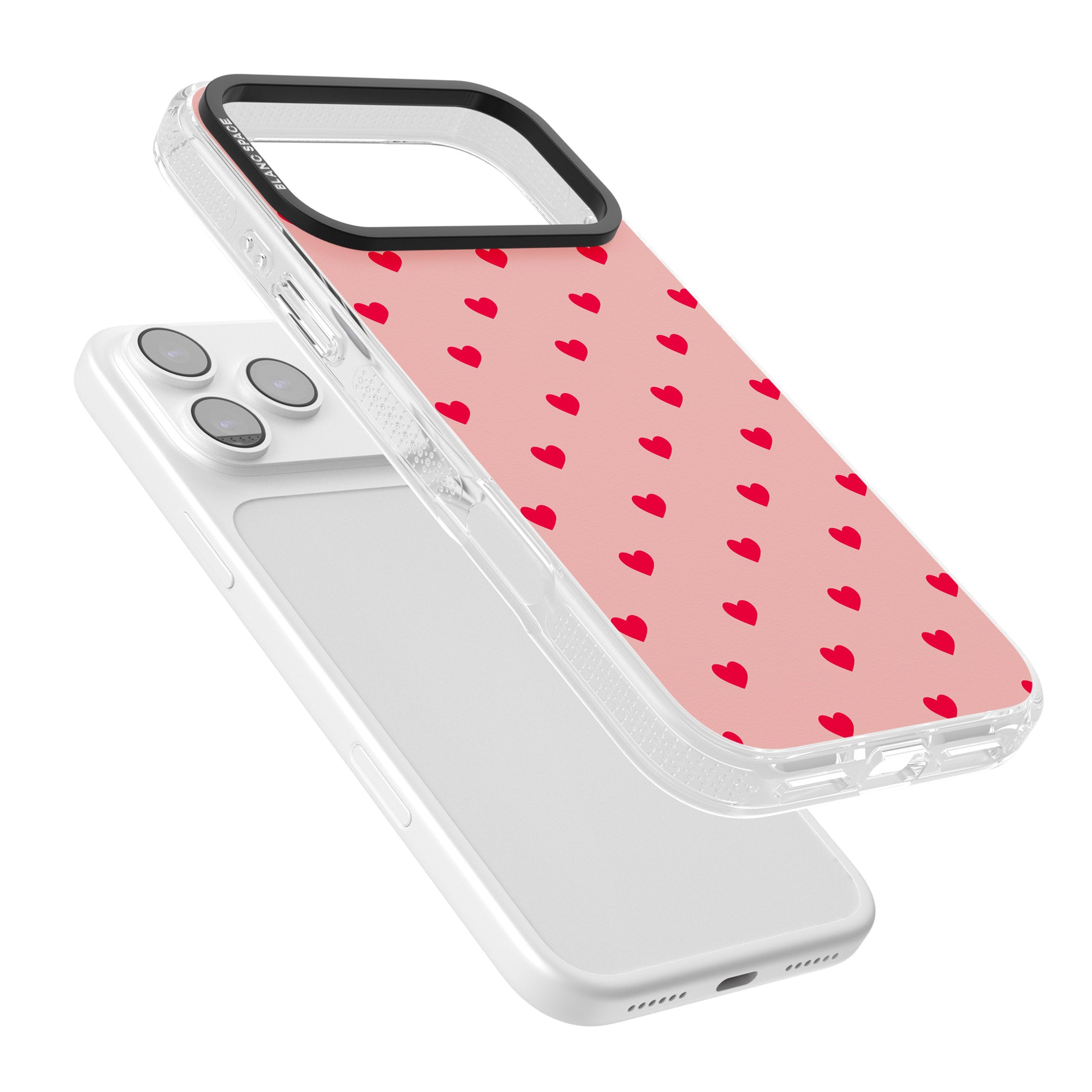Small Heart Pattern: Red & Pink iPhone 17 Pro Impact Air Clear Phone Case Colours