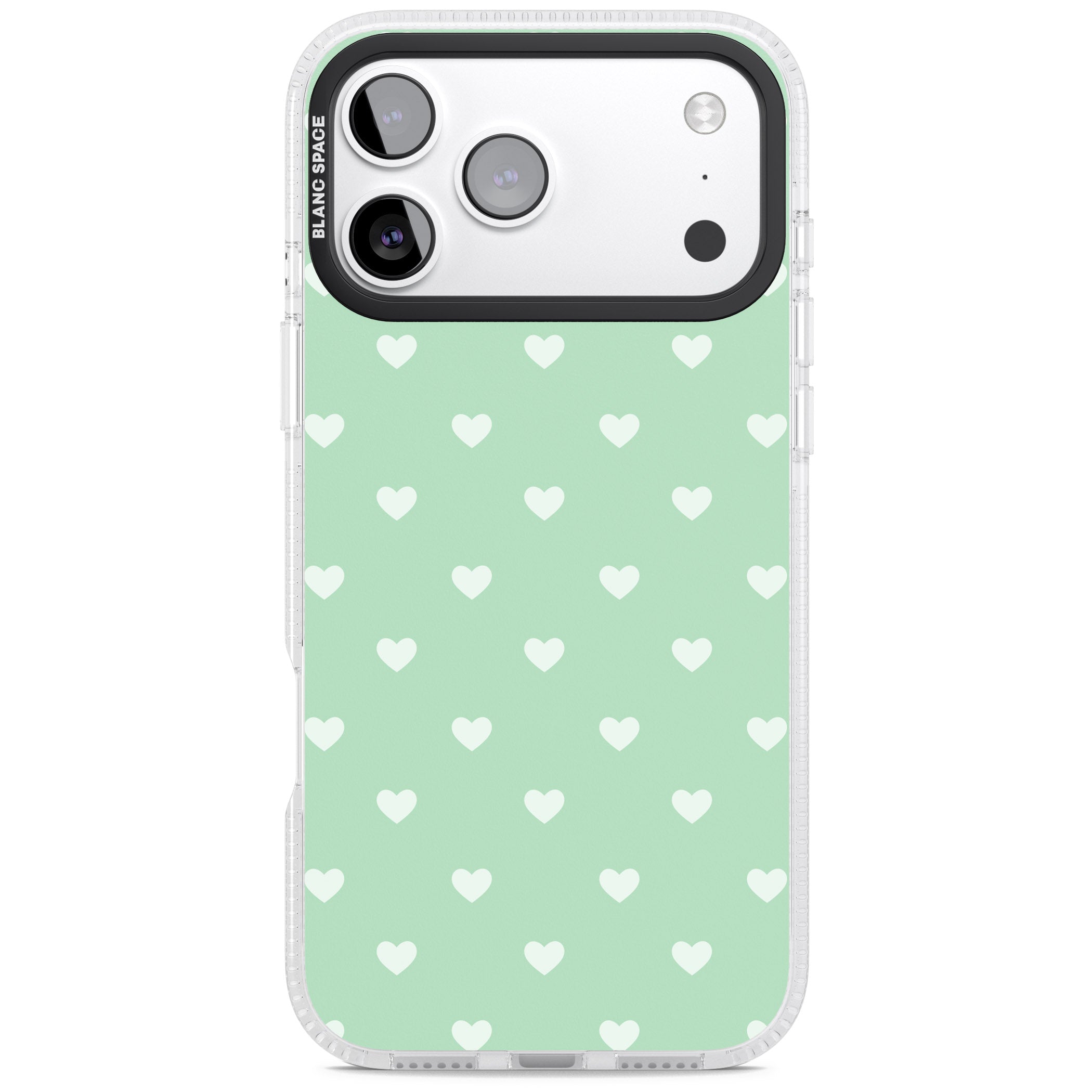 Small Heart Pattern: Green iPhone 17 Pro Impact Air Clear Phone Case