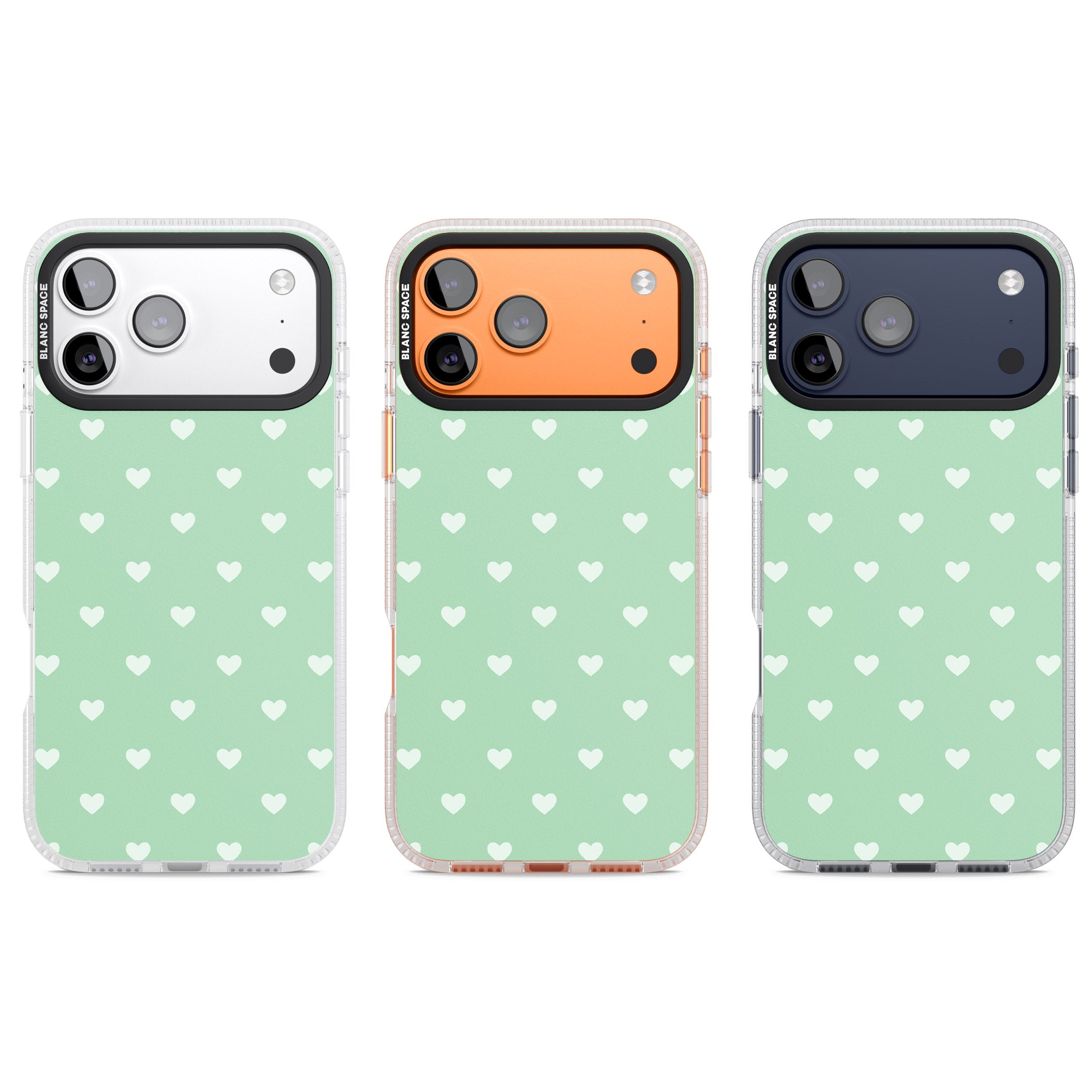 Small Heart Pattern: Green iPhone 17 Pro Impact Air Clear Phone Case APT Impact Protection
