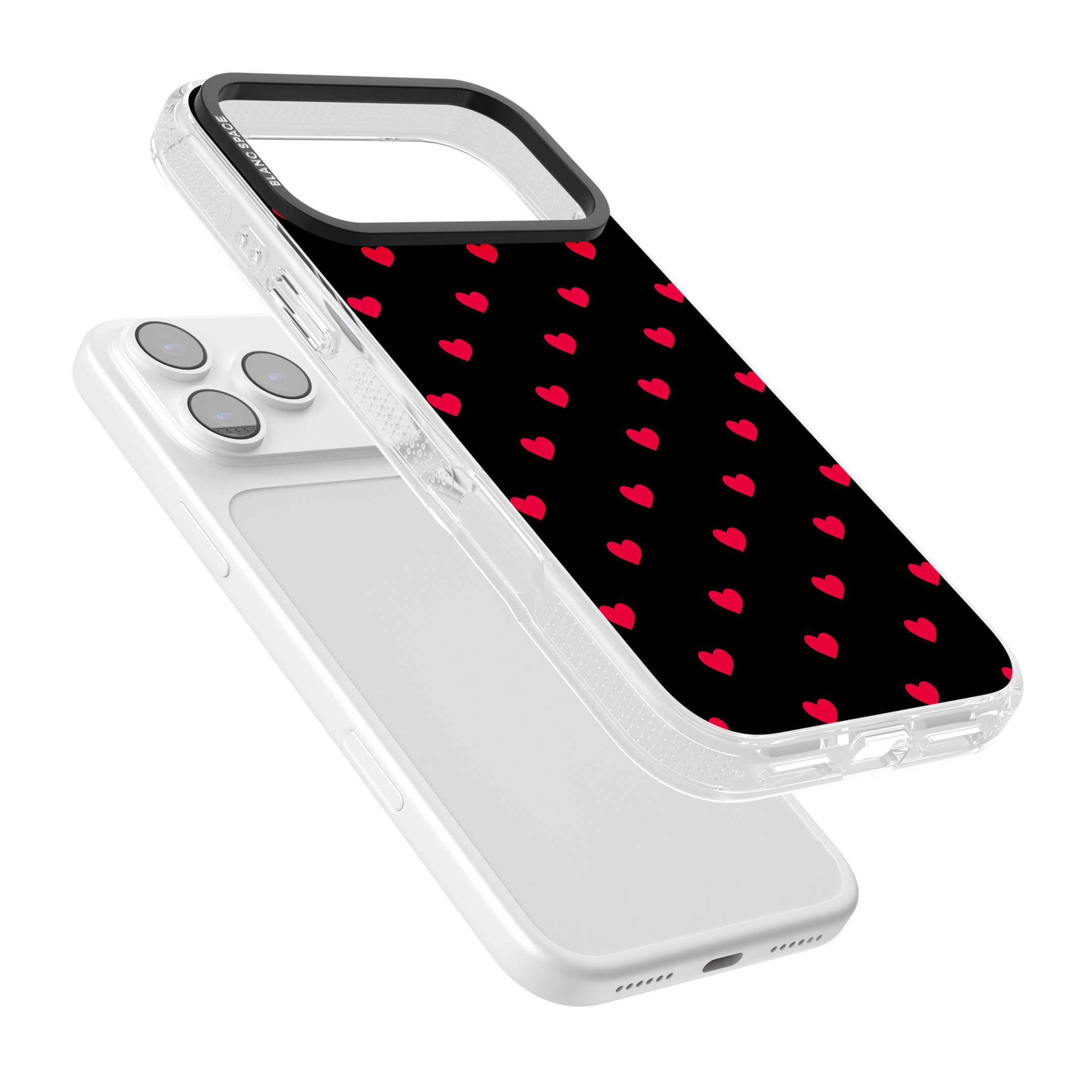 Small Heart Pattern: Red & iPhone 17 Pro Max Impact Air Clear Phone Case Colours