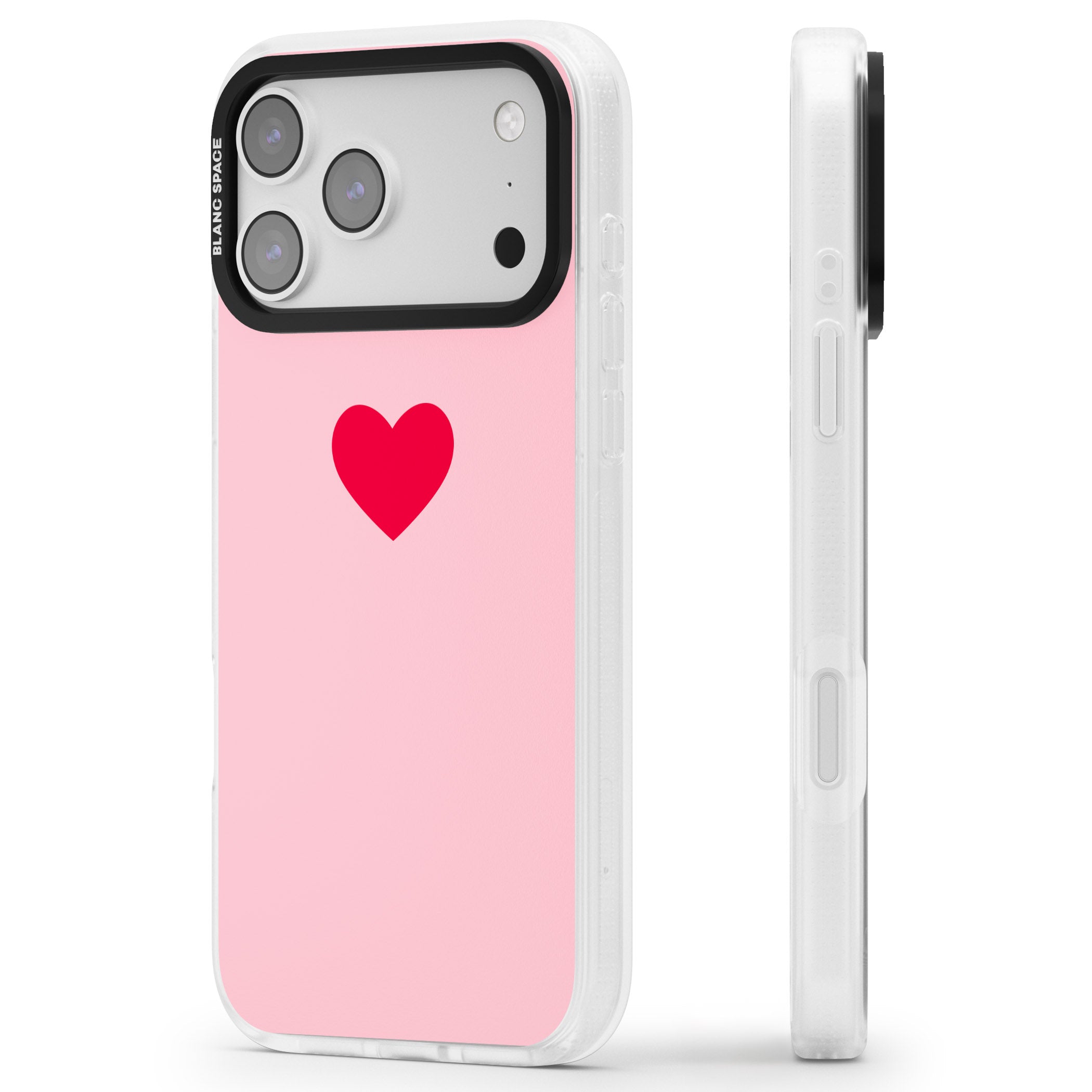 Red & Pink Heart iPhone 17 Pro Impact Air Clear Phone Case Side Profile