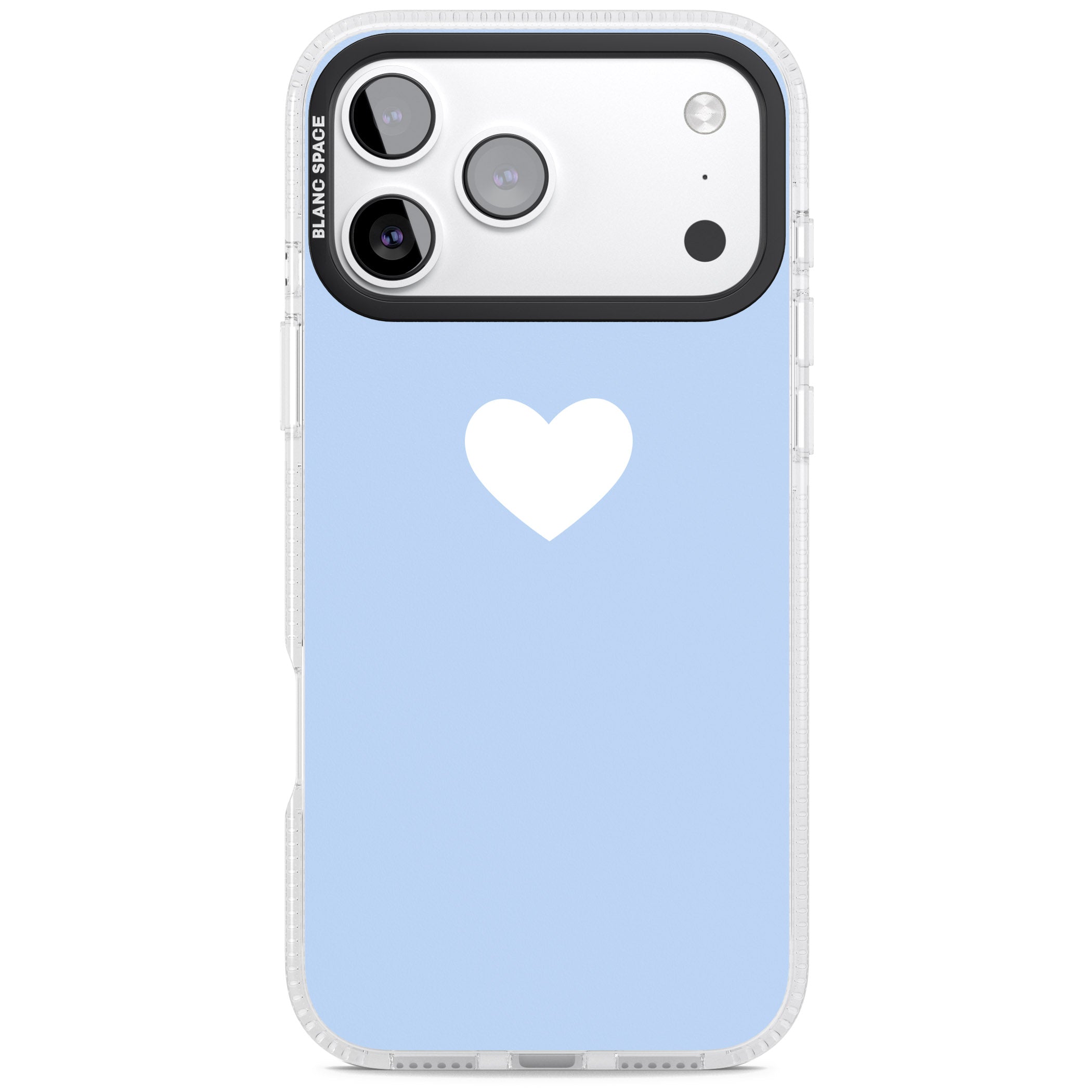 Single Heart Design: White & Baby Blue iPhone 17 Pro Max Impact Air Clear Phone Case
