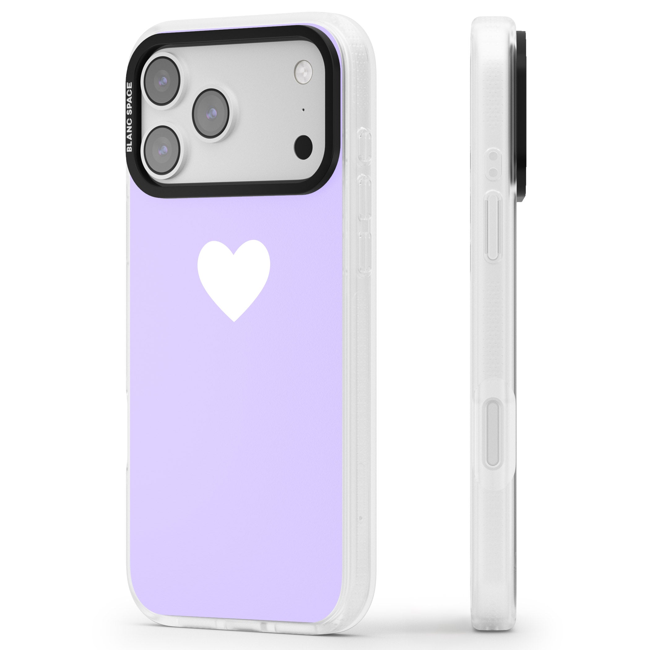 Pale Purple Heart iPhone 17 Pro Max Impact Air Clear Phone Case Side Profile