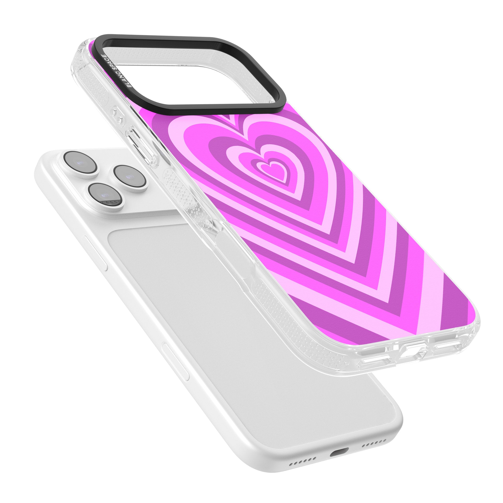 Pink Heart Illusion iPhone 17 Pro Impact Air Clear Phone Case Colours