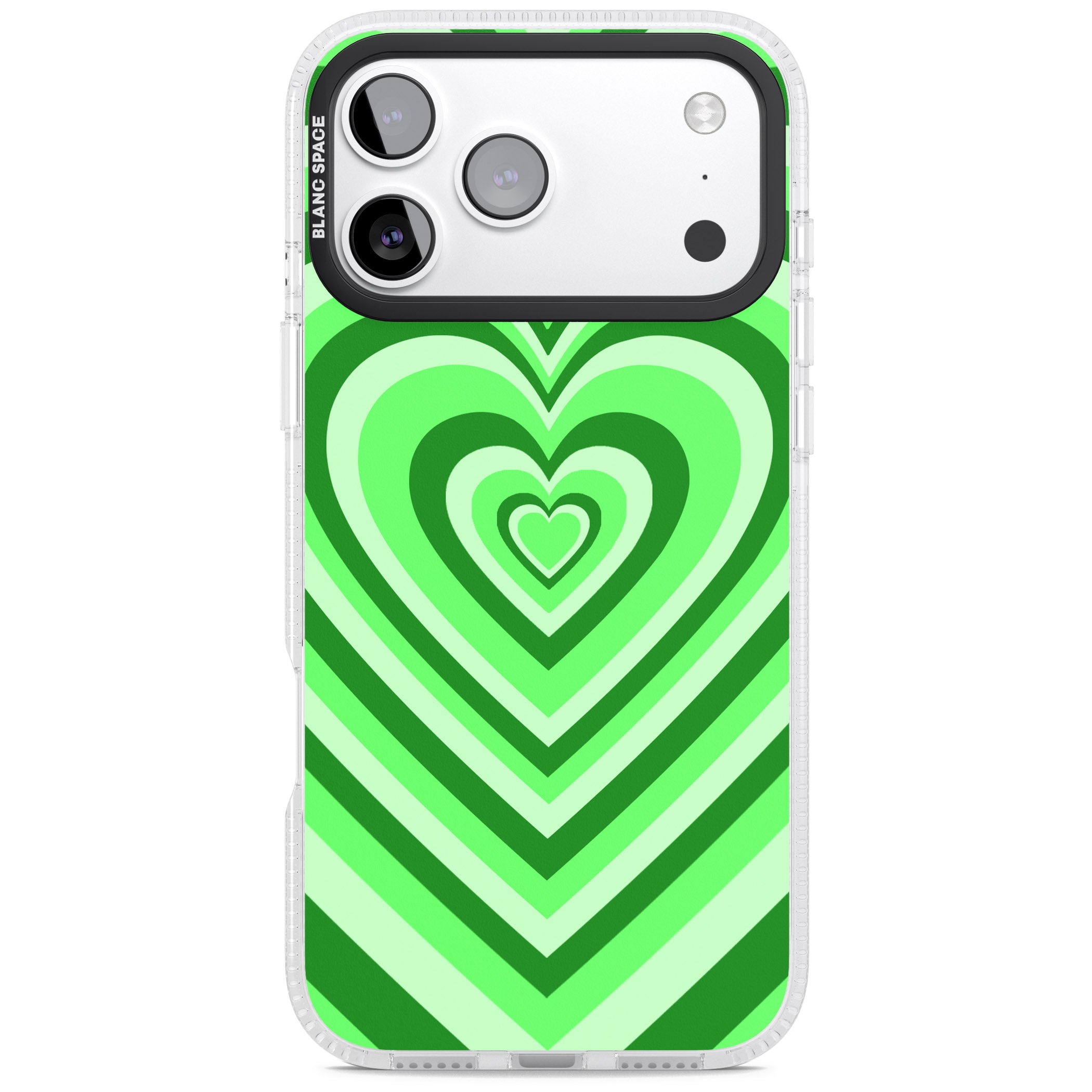 Green Heart Illusion iPhone 17 Pro Impact Air Clear Phone Case