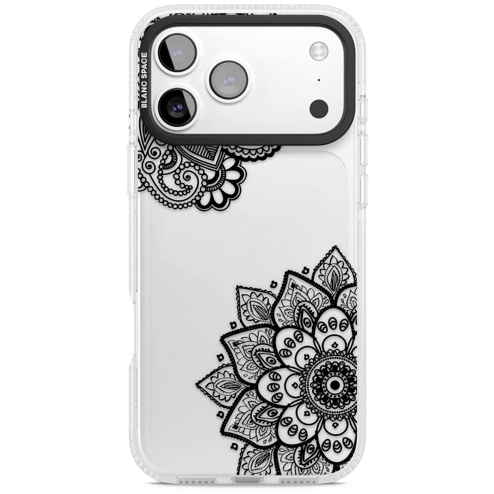 Black Henna Florals iPhone 17 Pro Max Impact Air Clear Phone Case